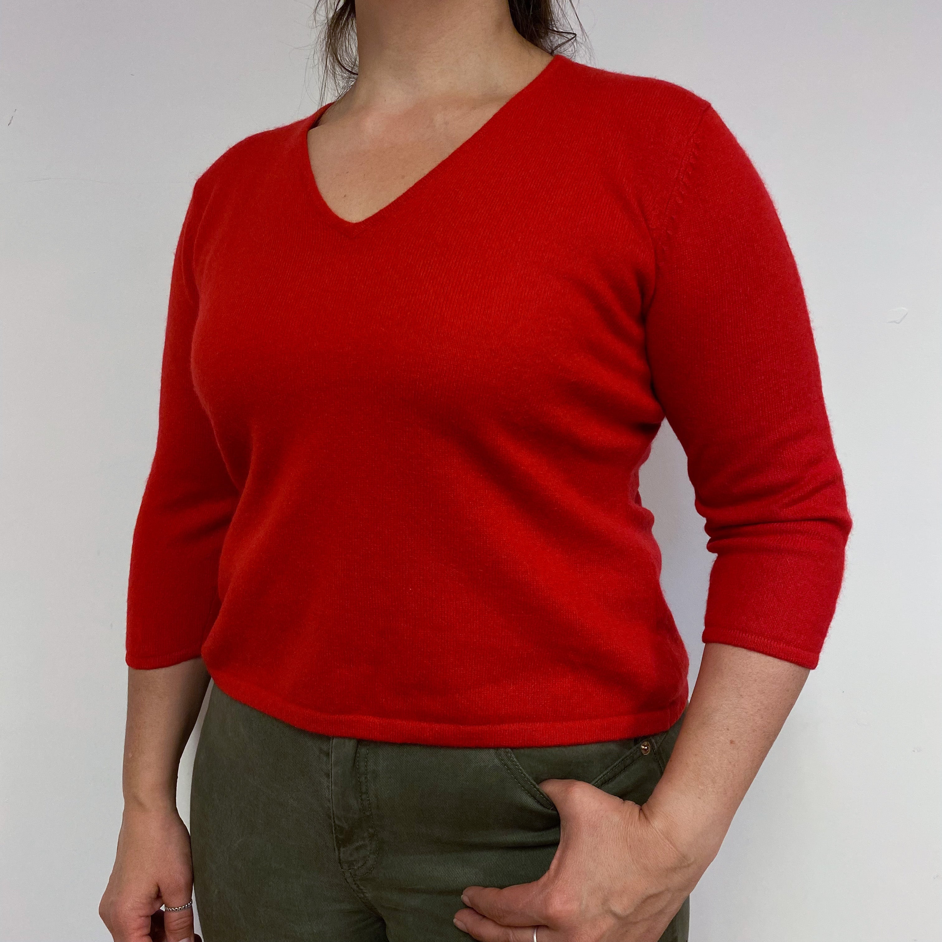 Scarlett Red V Neck Jumper Large
