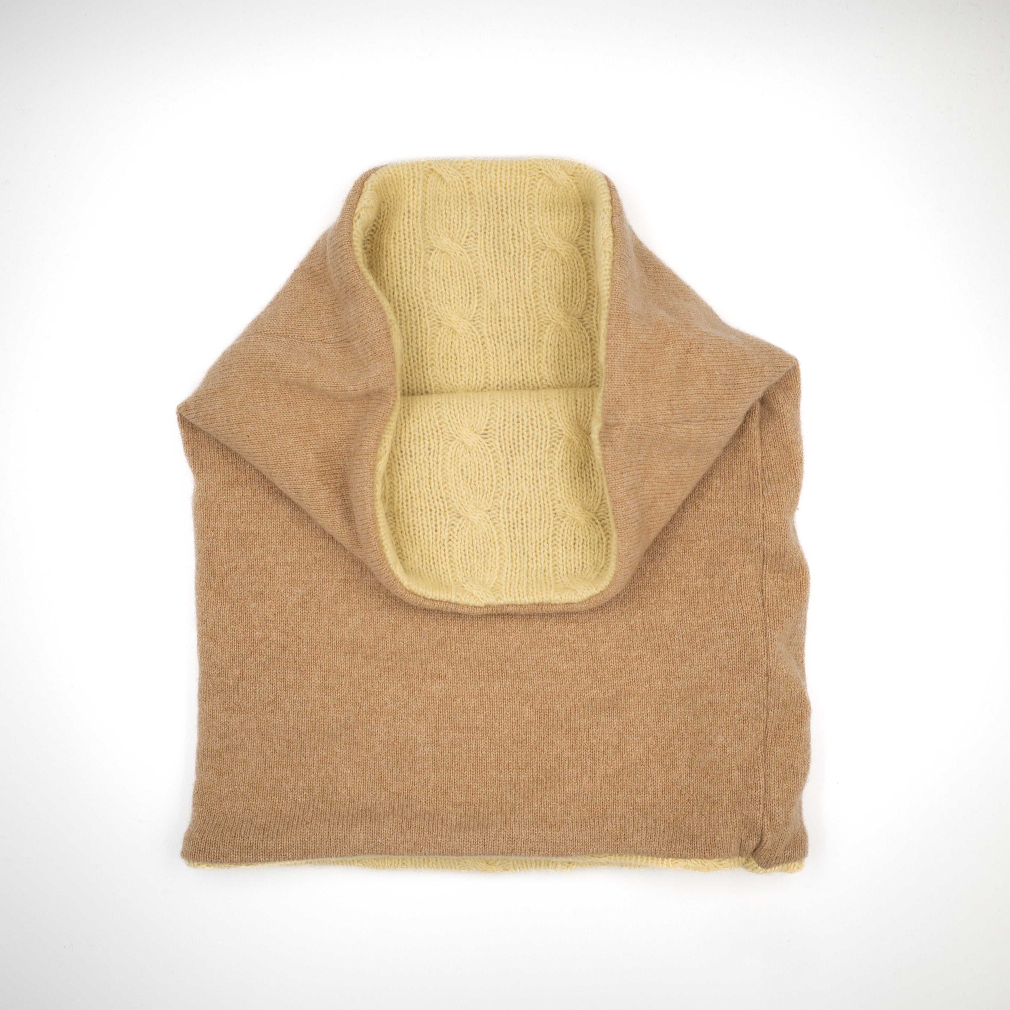 Camel and Yellow Cable Luxury Double Layered Snood