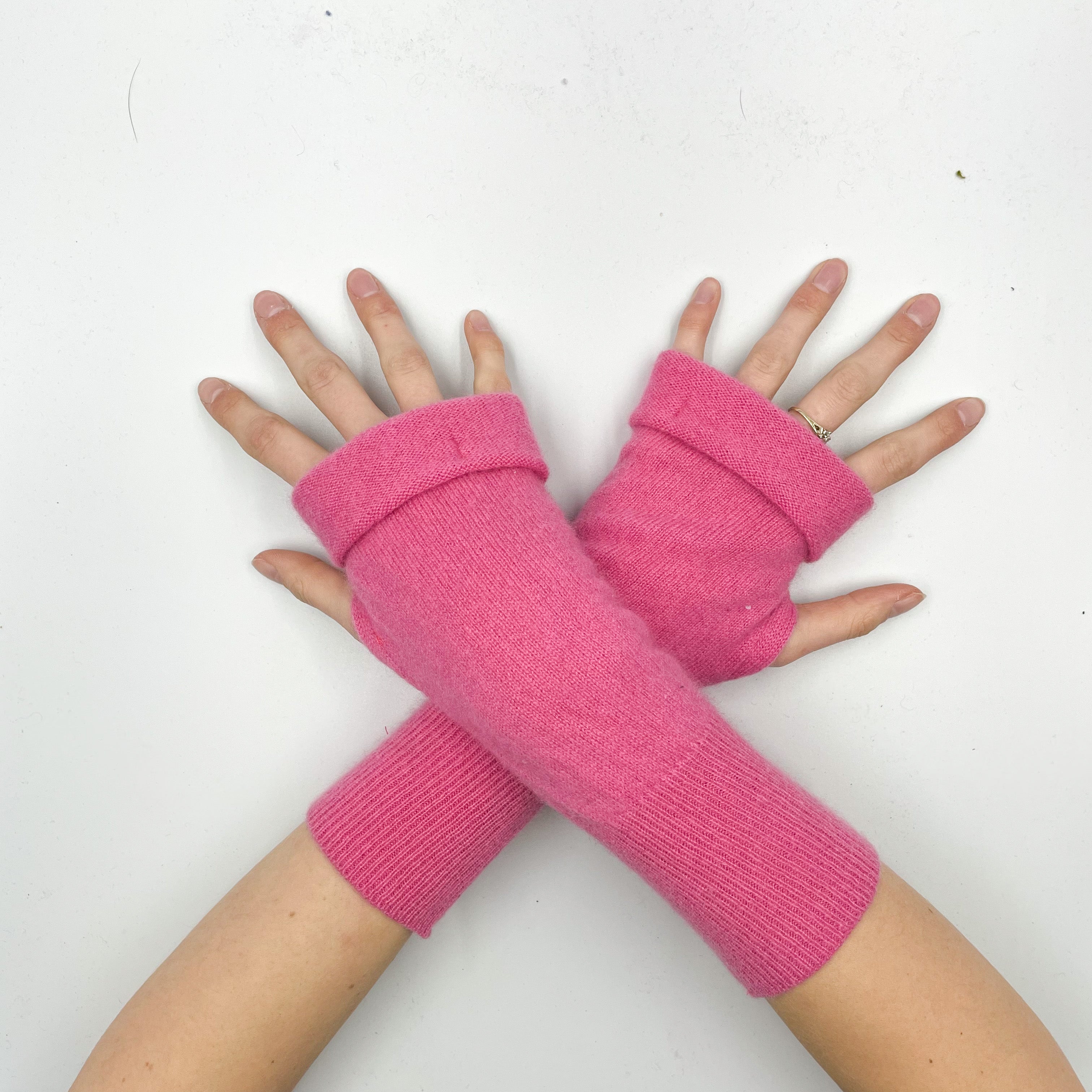 Rose Pink Fingerless Gloves