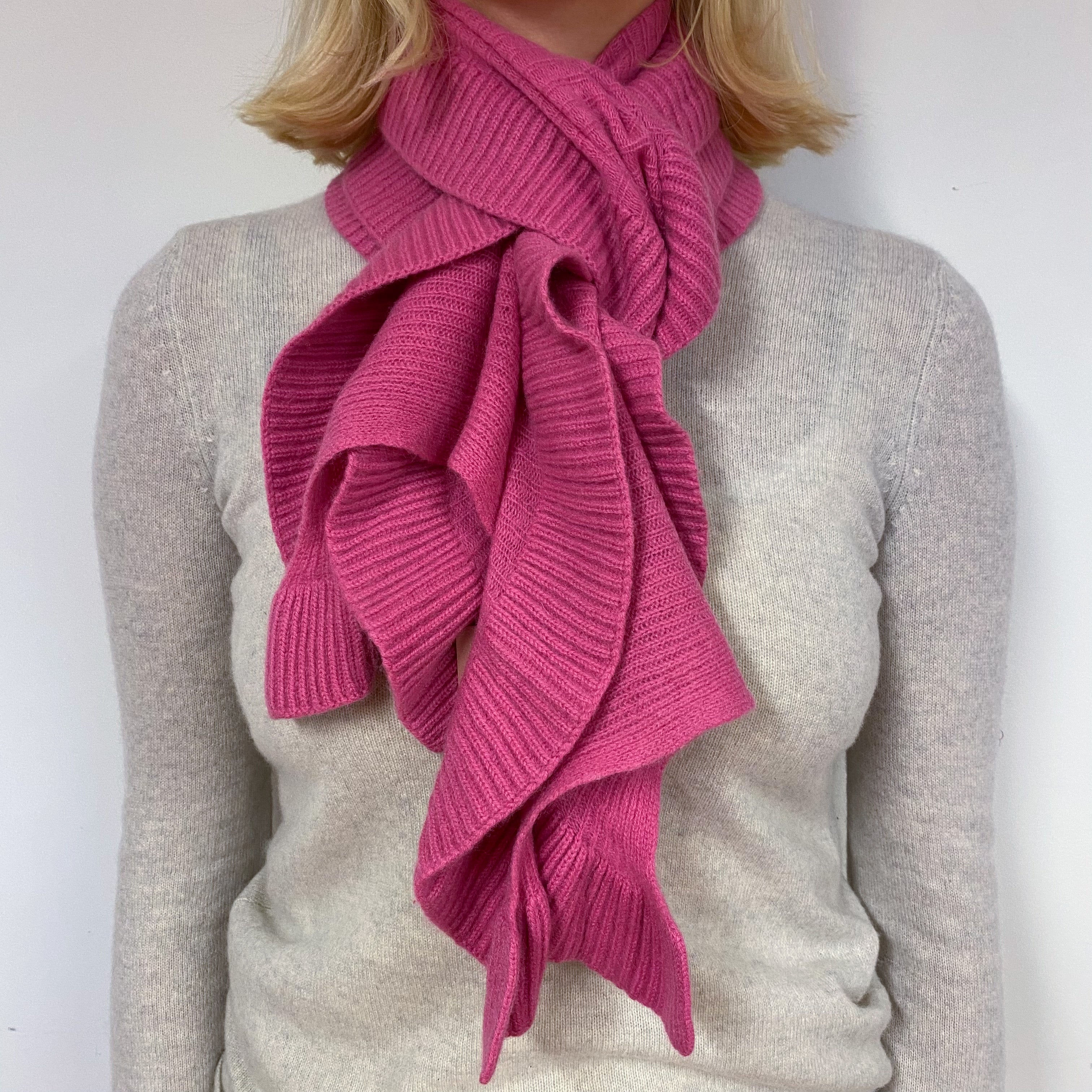 Pink Ruffle Edged Cashmere Scarf
