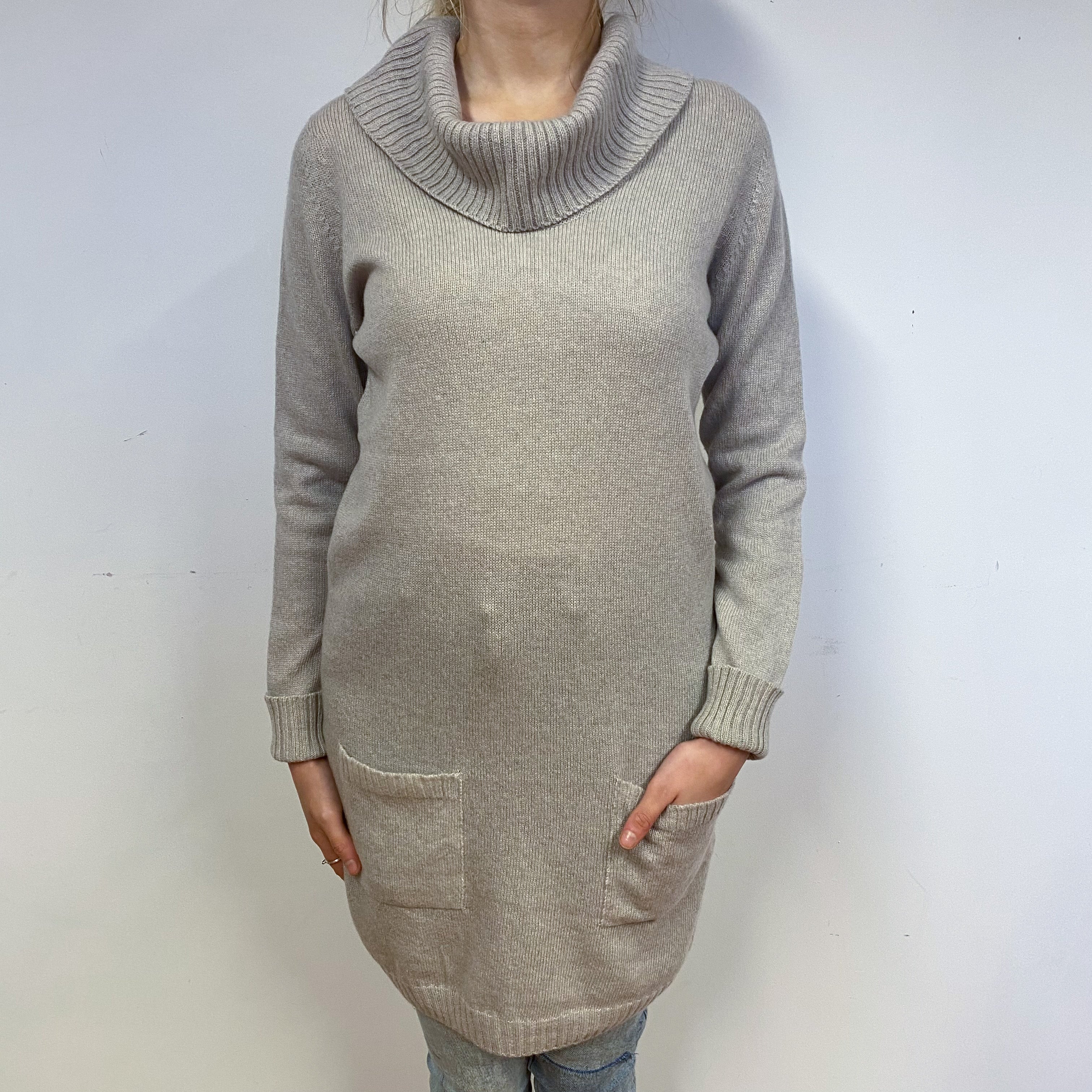 Scottish Fawn Cashmere Roll Neck Dress Small