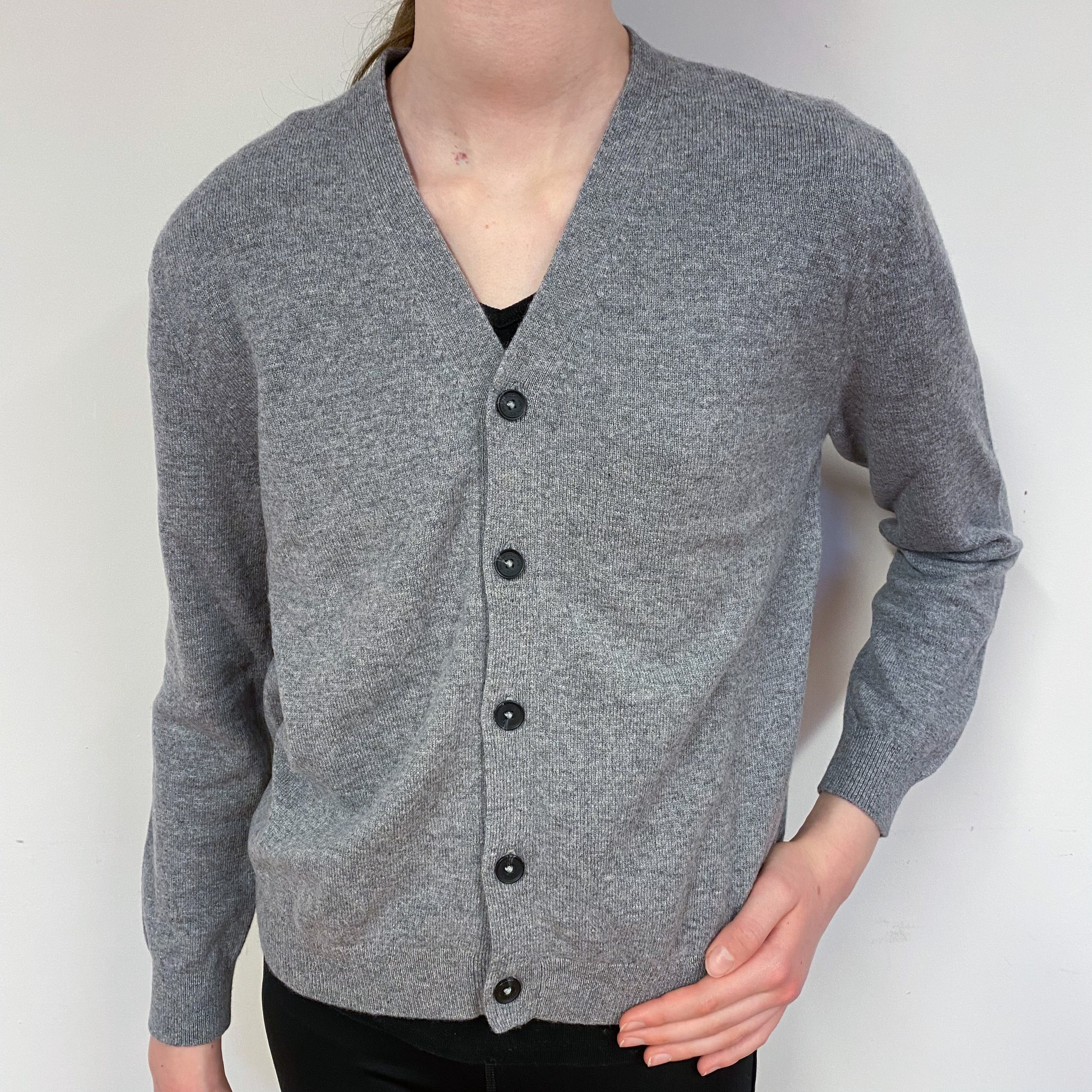 Children’s Ash Grey Cashmere V-Neck Cardigan Age 11-12