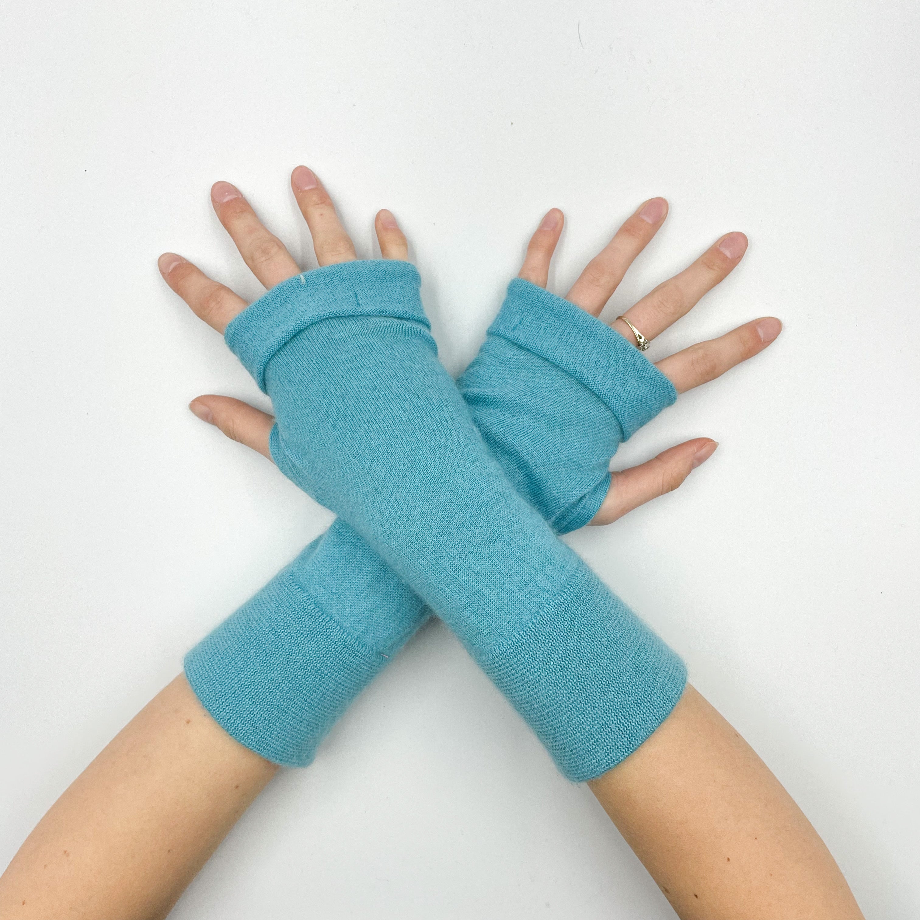 Aqua Fingerless Gloves