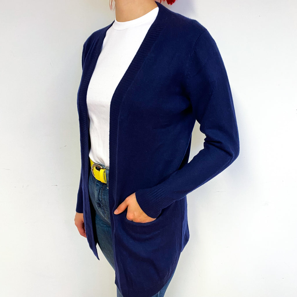 Navy Blue Cashmere Edge to Edge Cardigan Small