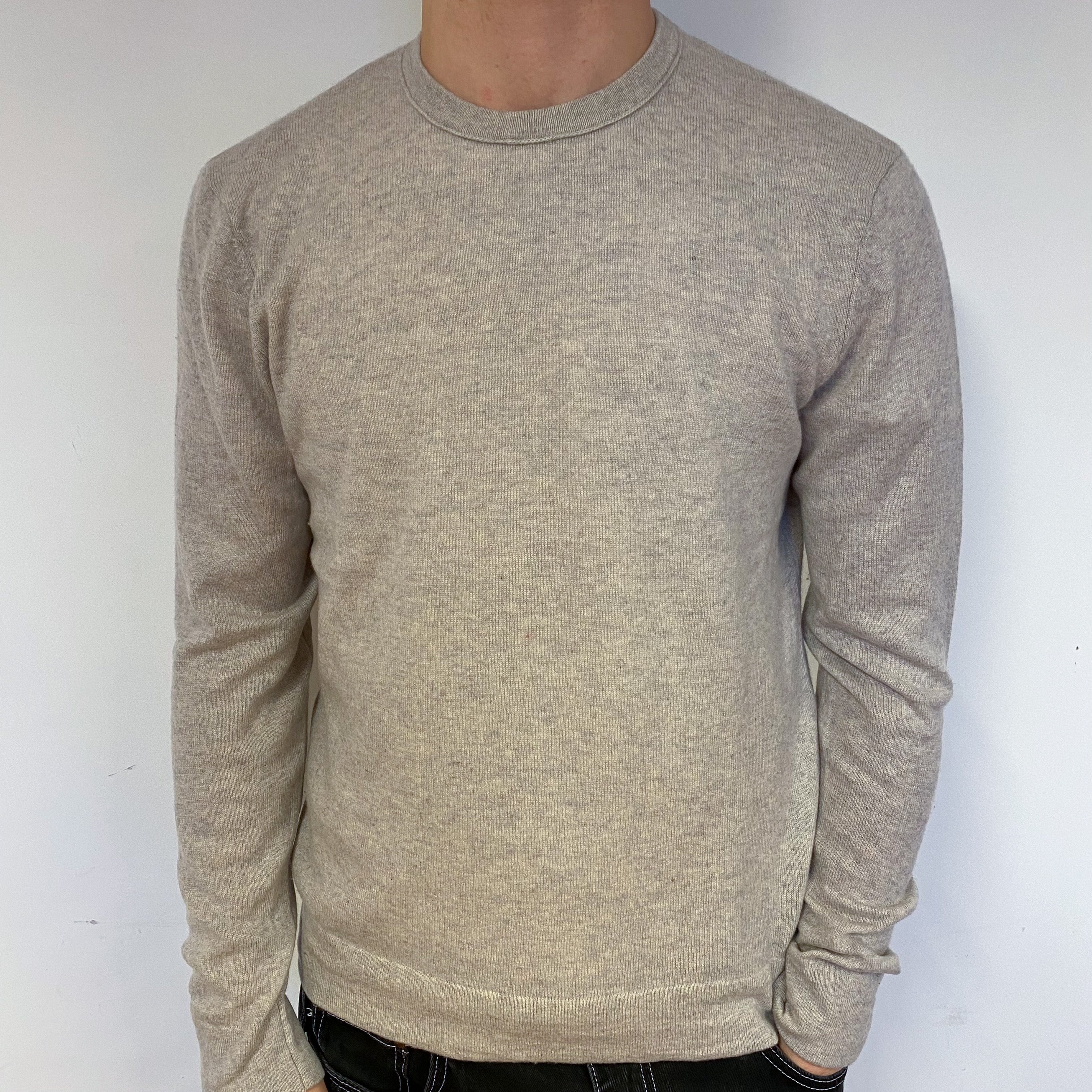 Men’s Smoke Grey Cashmere Crew Neck Jumper Medium