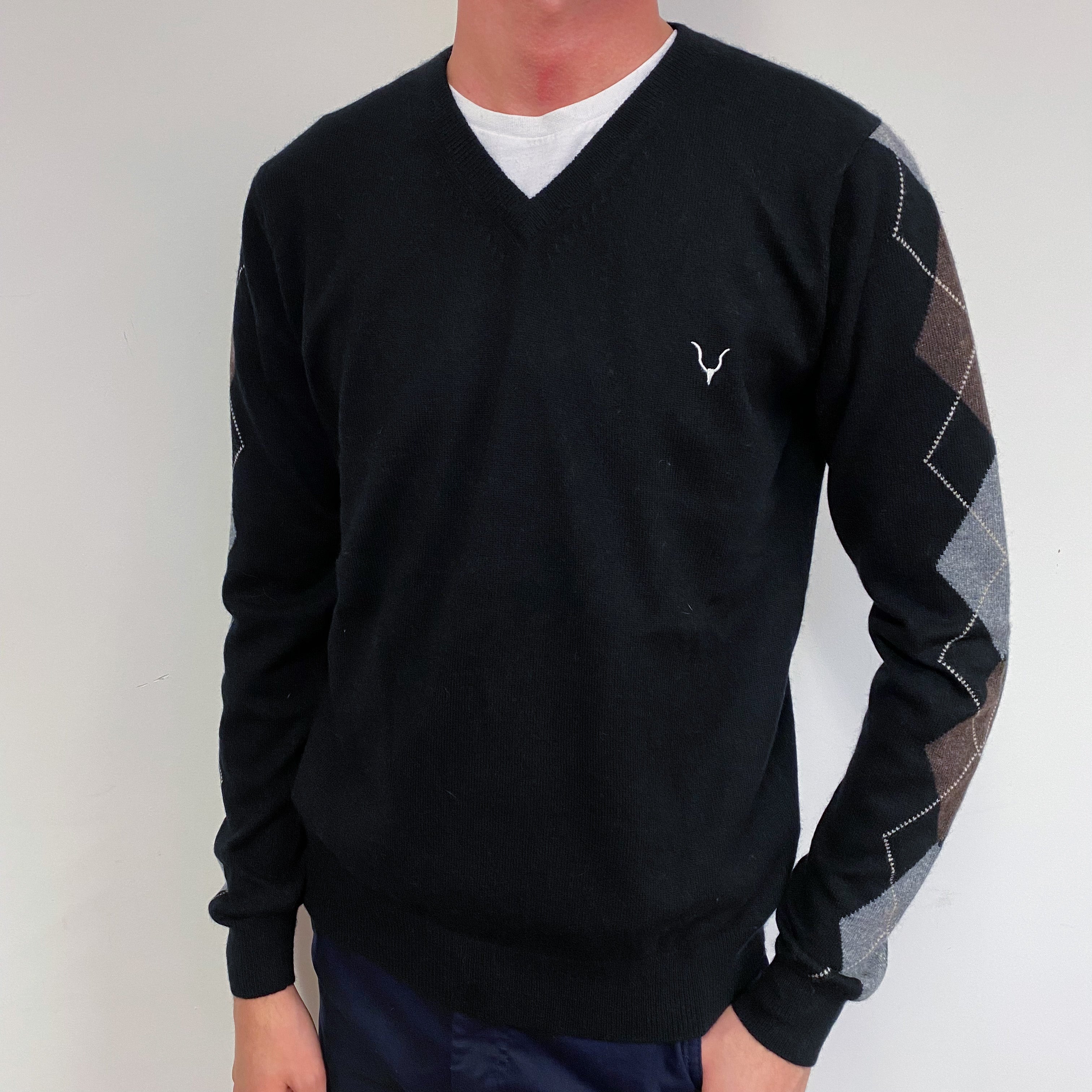 Men’s Black V Neck Jumper Small