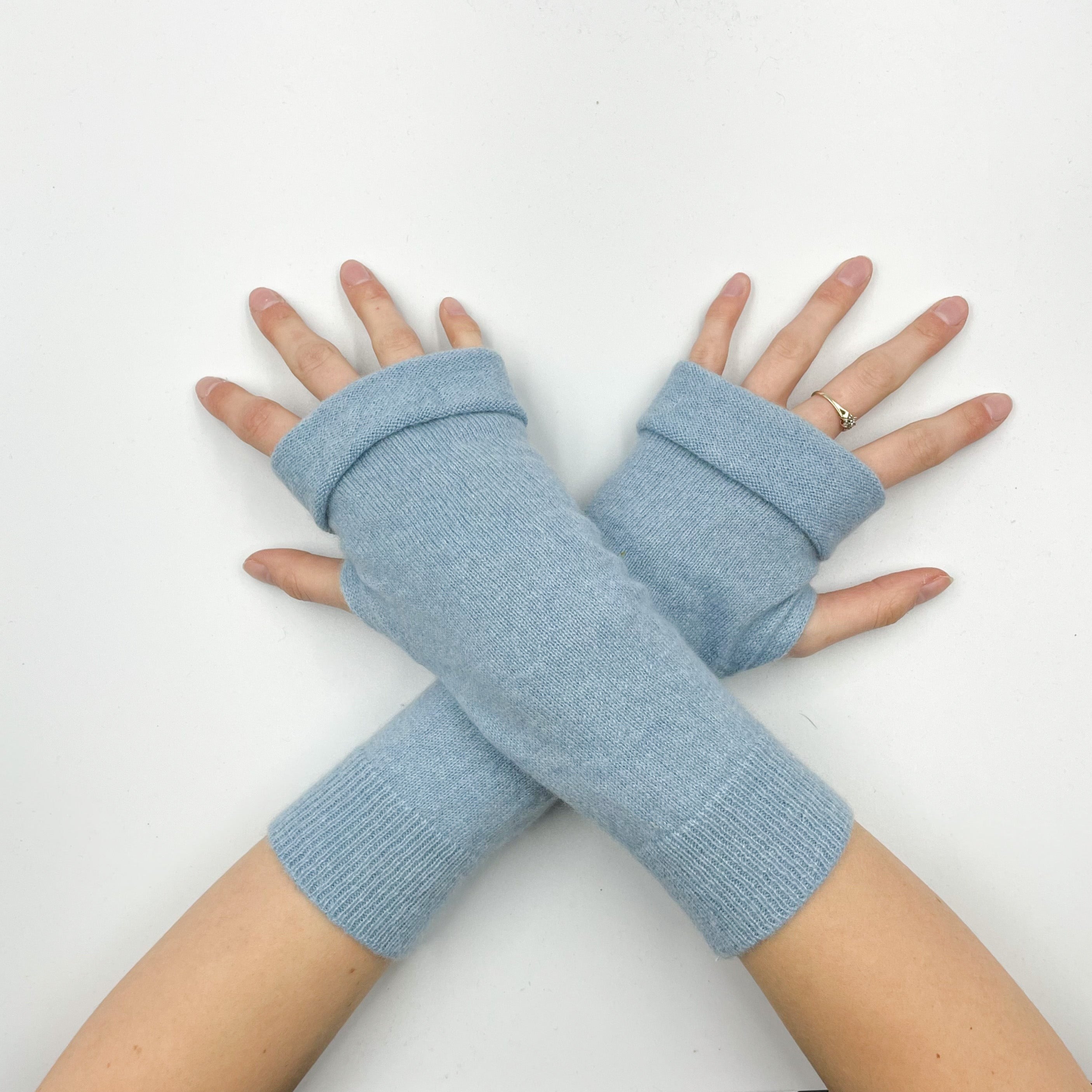 Baby Blue Fingerless Gloves