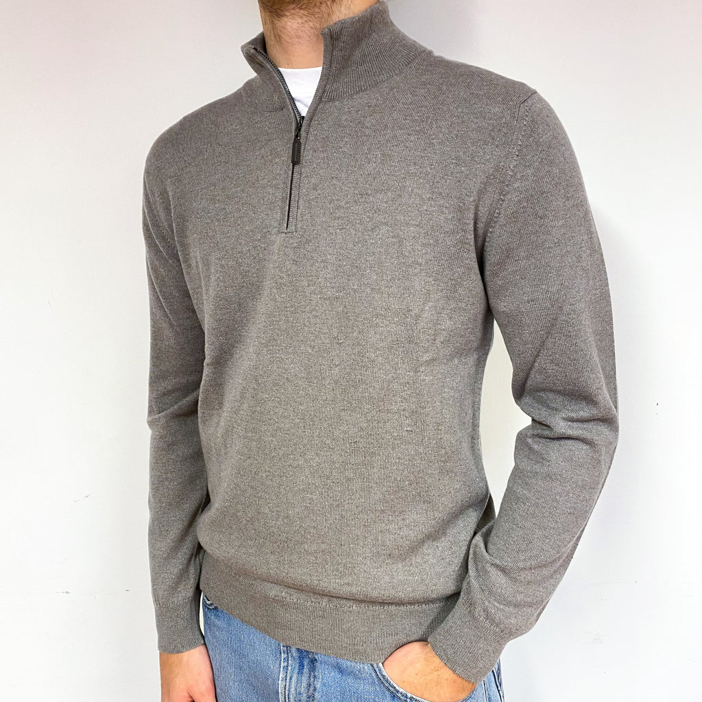 Men’s Brand New Scottish Cappuccino Quarter Zip Jumper Medium