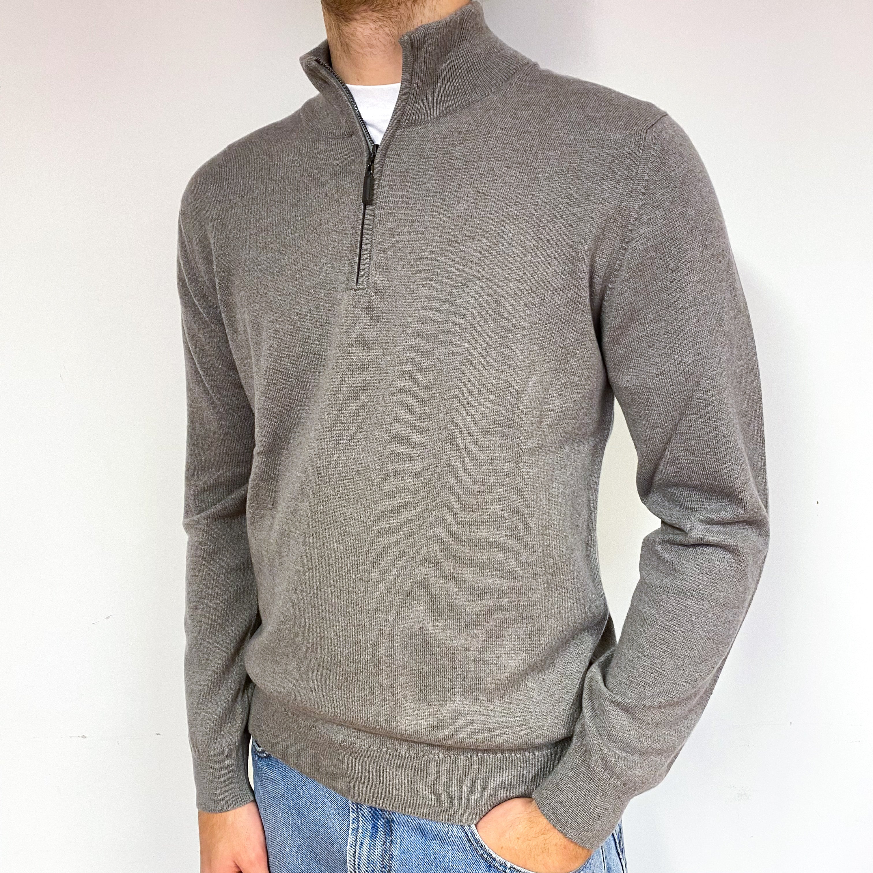 Men’s Brand New Scottish Cappuccino Quarter Zip Jumper Medium