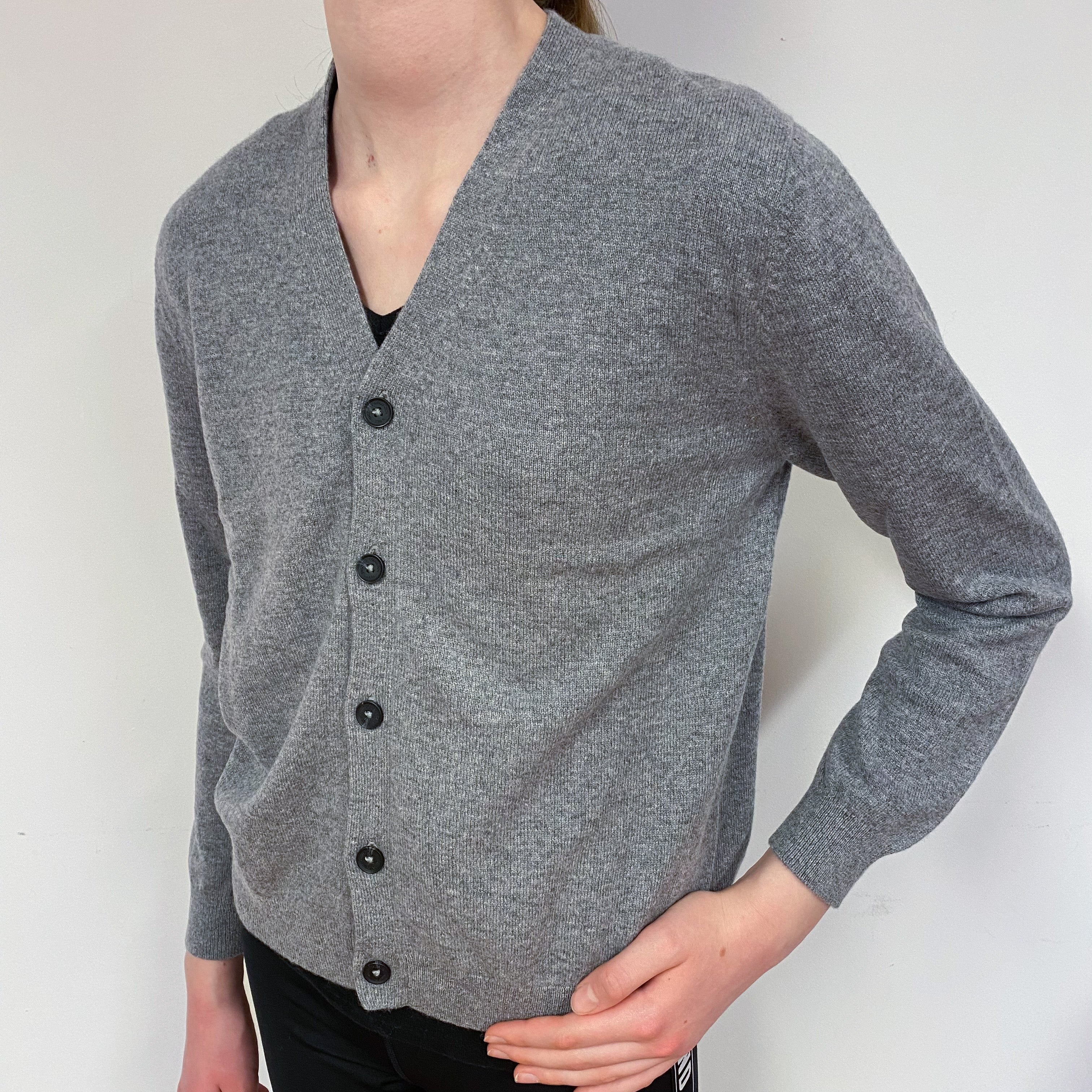 Children’s Ash Grey Cashmere V-Neck Cardigan Age 11-12