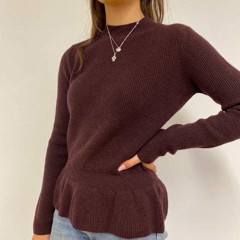 Brand New Plum Peplum Style Crew Neck Jumper Extra Small