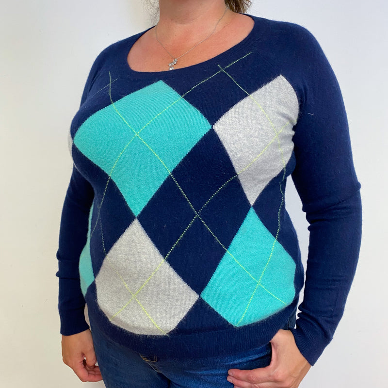 Navy Diamond Crew Neck Jumper Extra Large