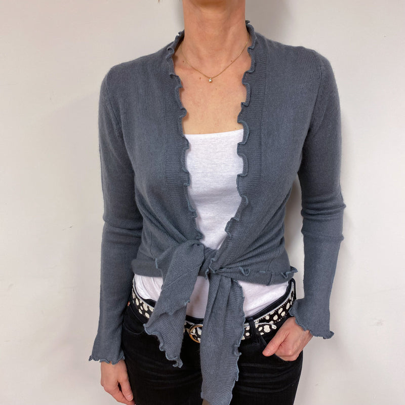 Slate Blue Tie Detailed Cardigan Small
