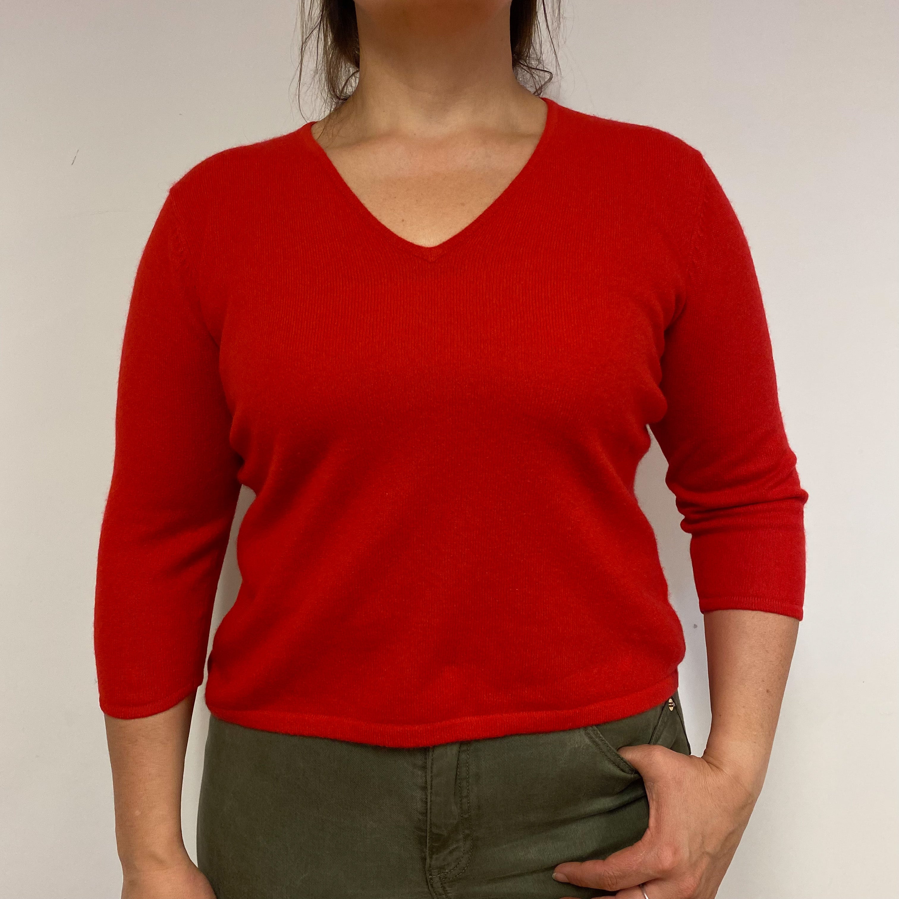 Scarlett Red V Neck Jumper Large