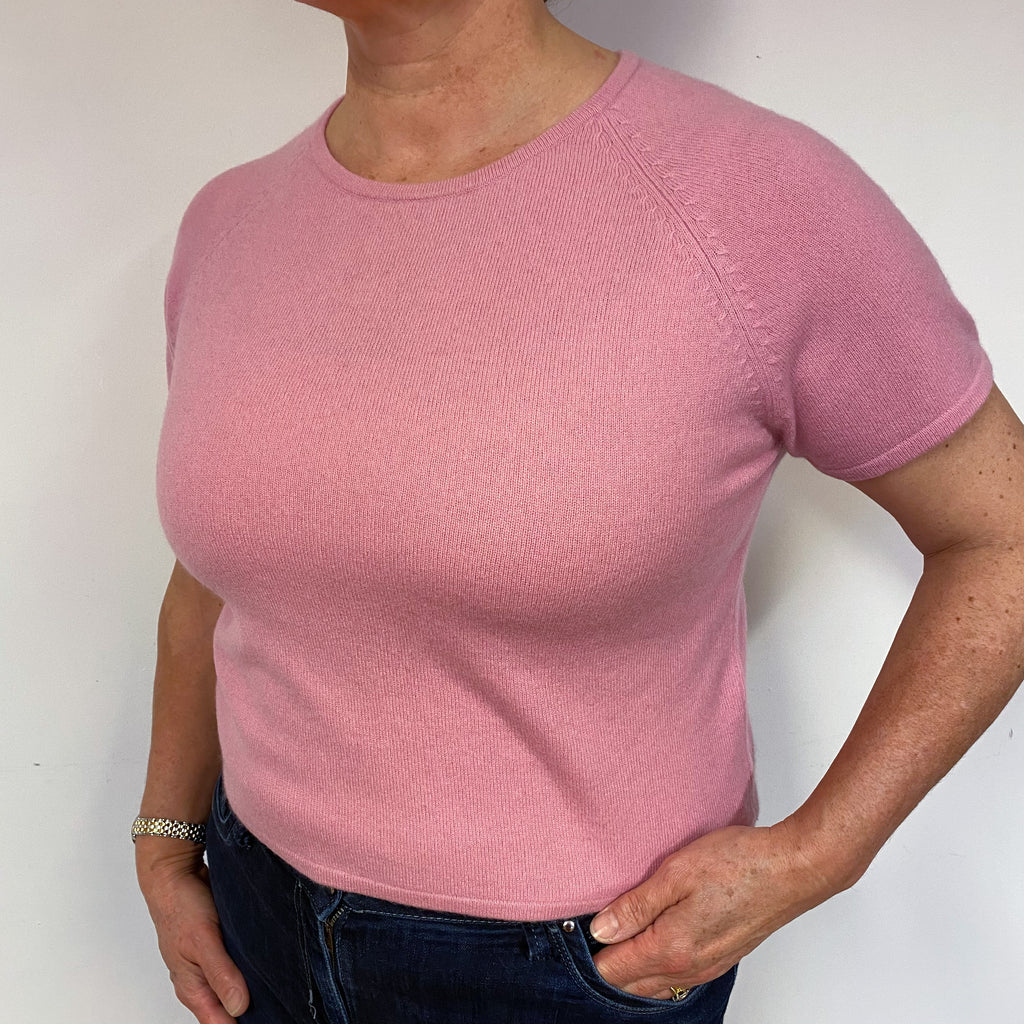 Sugar Mouse Pink Cashmere Short Sleeved Jumper Large