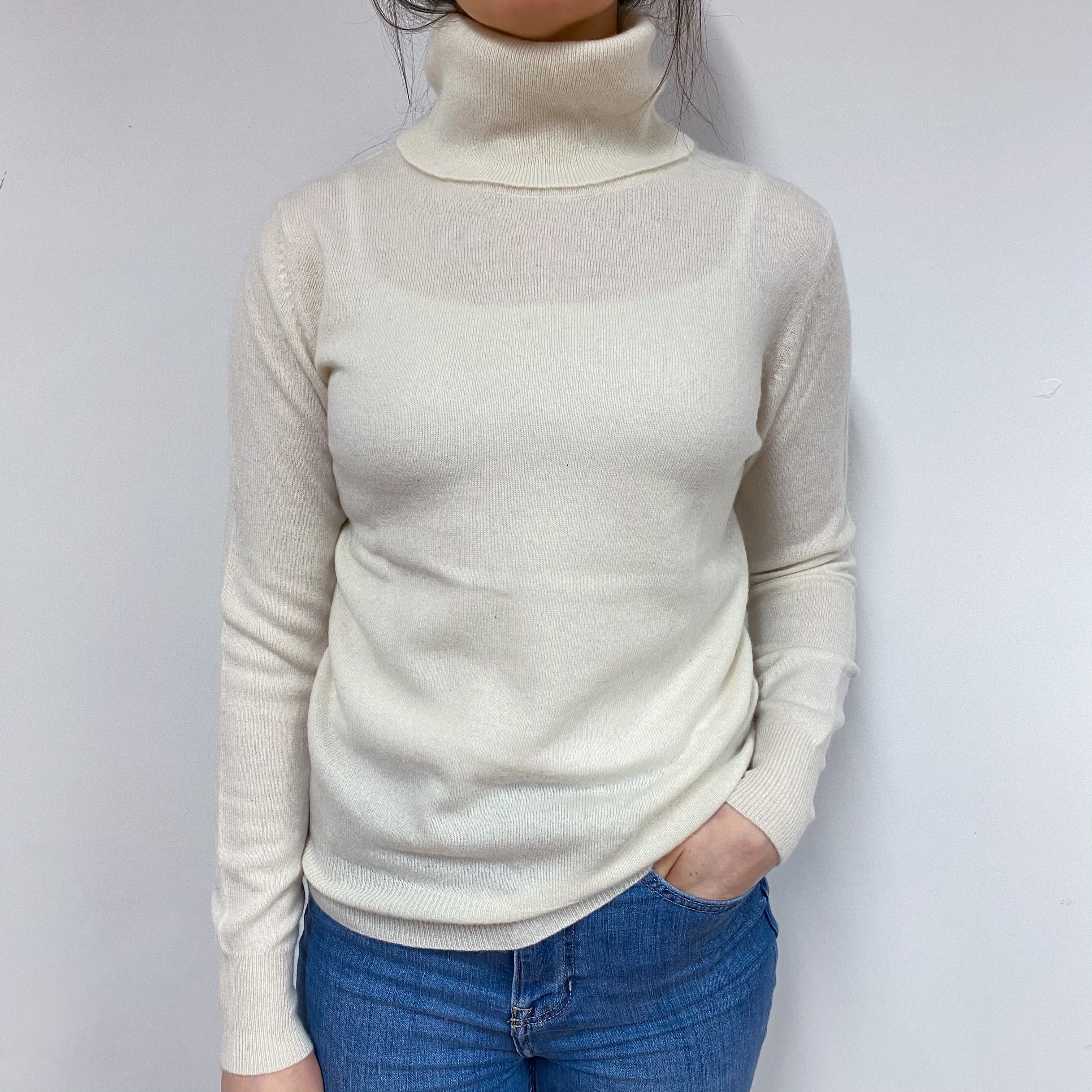 Pearl White Polo Neck Jumper Small