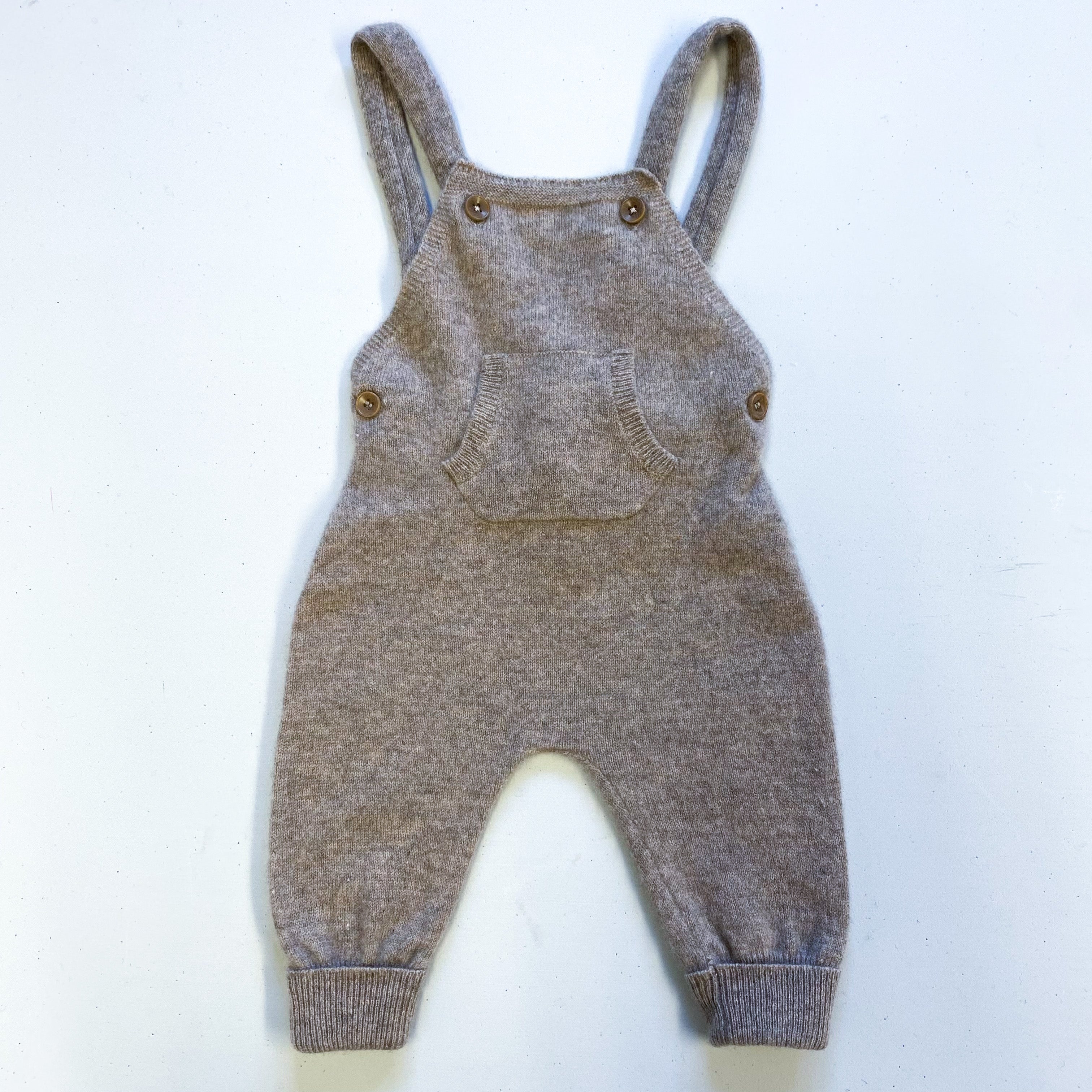 Children’s Biscuit Brown Cashmere Dungarees Age 0-3 Months