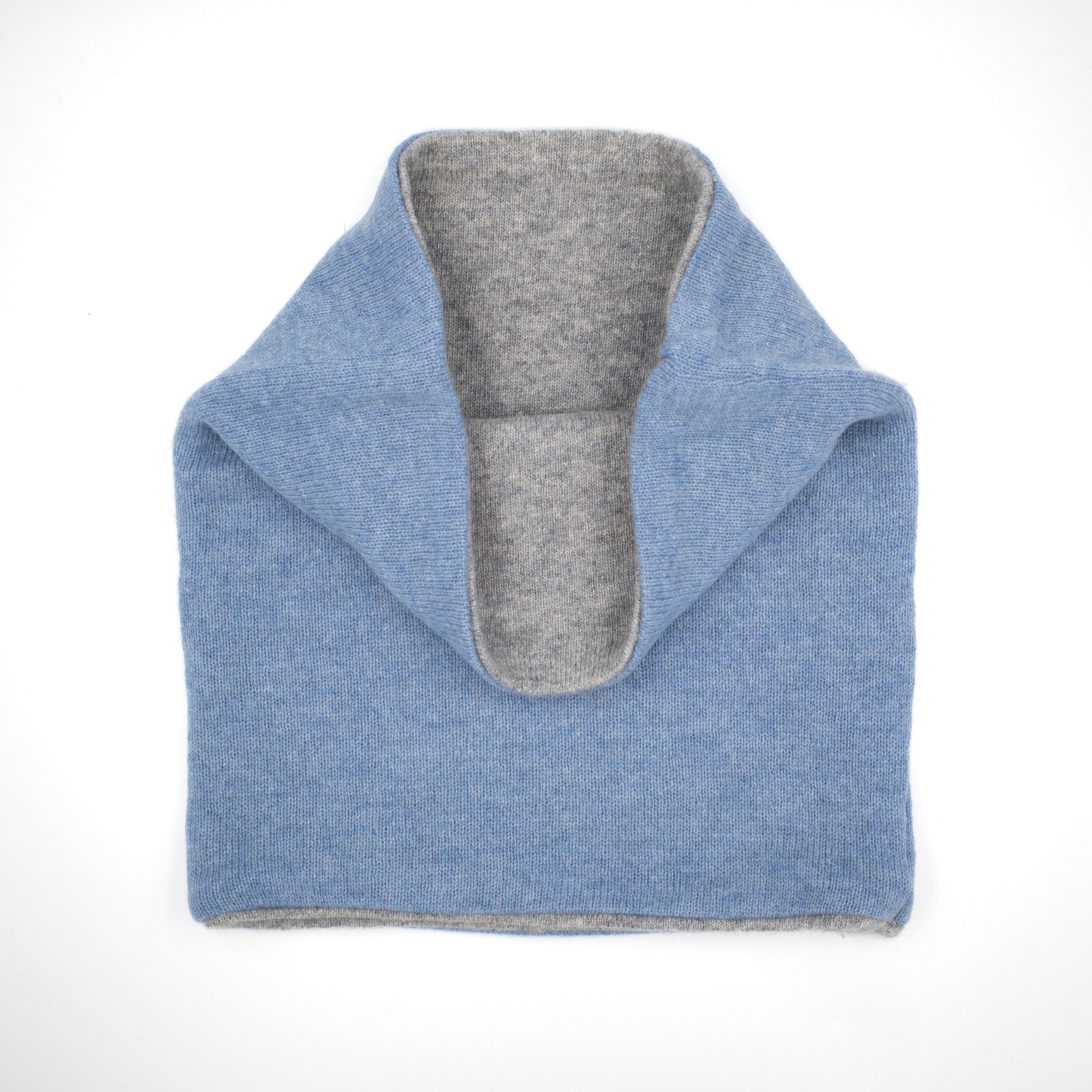 Denim Blue and Grey Luxury Double Layered Snood
