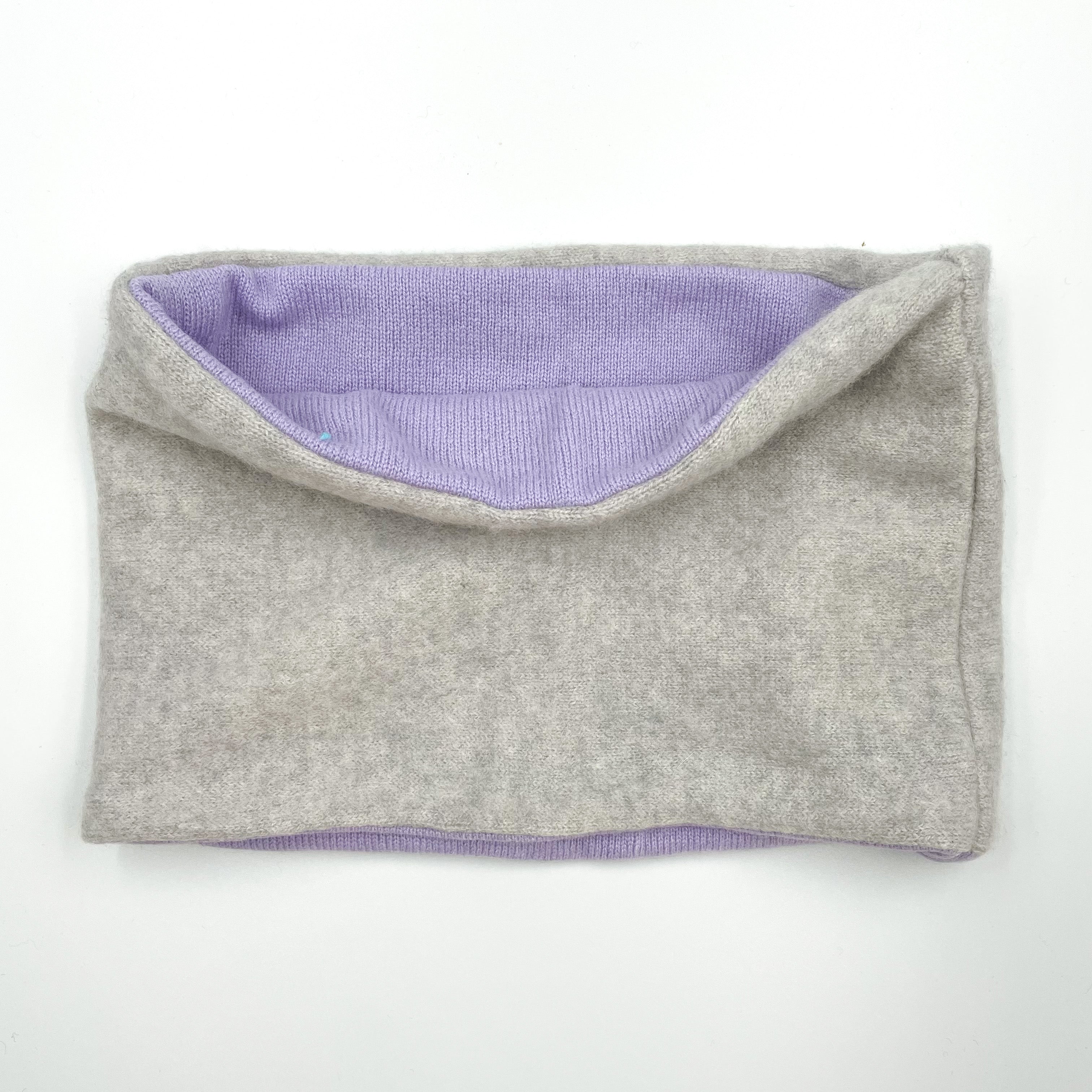 Palest Grey and Lilac Cashmere Neck Warmer