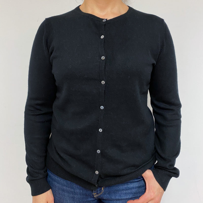 Classic Black Crew Neck Cardigan Large