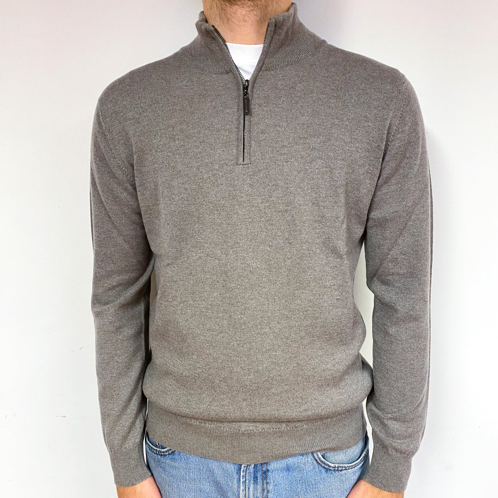 Men’s Brand New Scottish Cappuccino Quarter Zip Jumper Medium