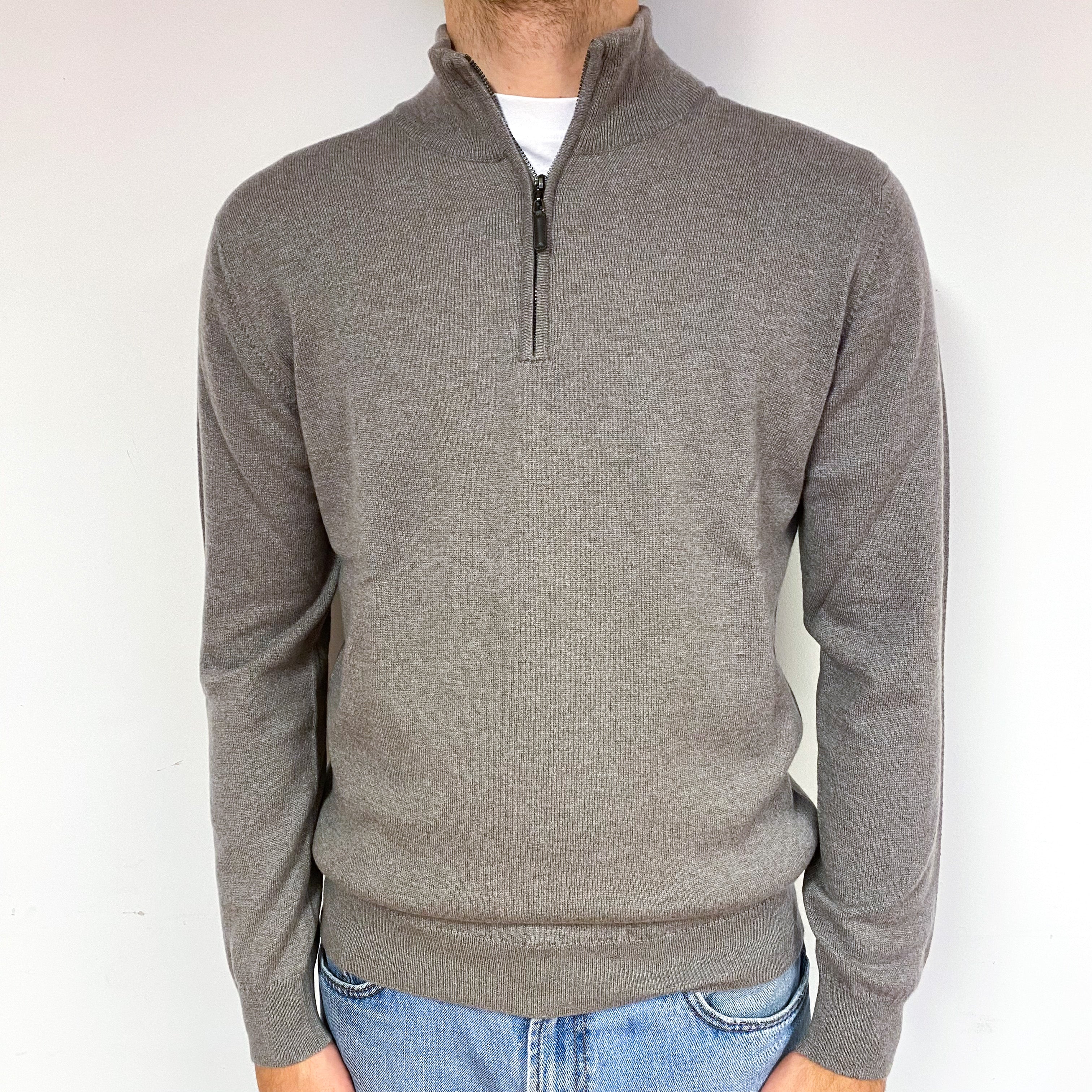 Men’s Brand New Scottish Cappuccino Quarter Zip Jumper Medium