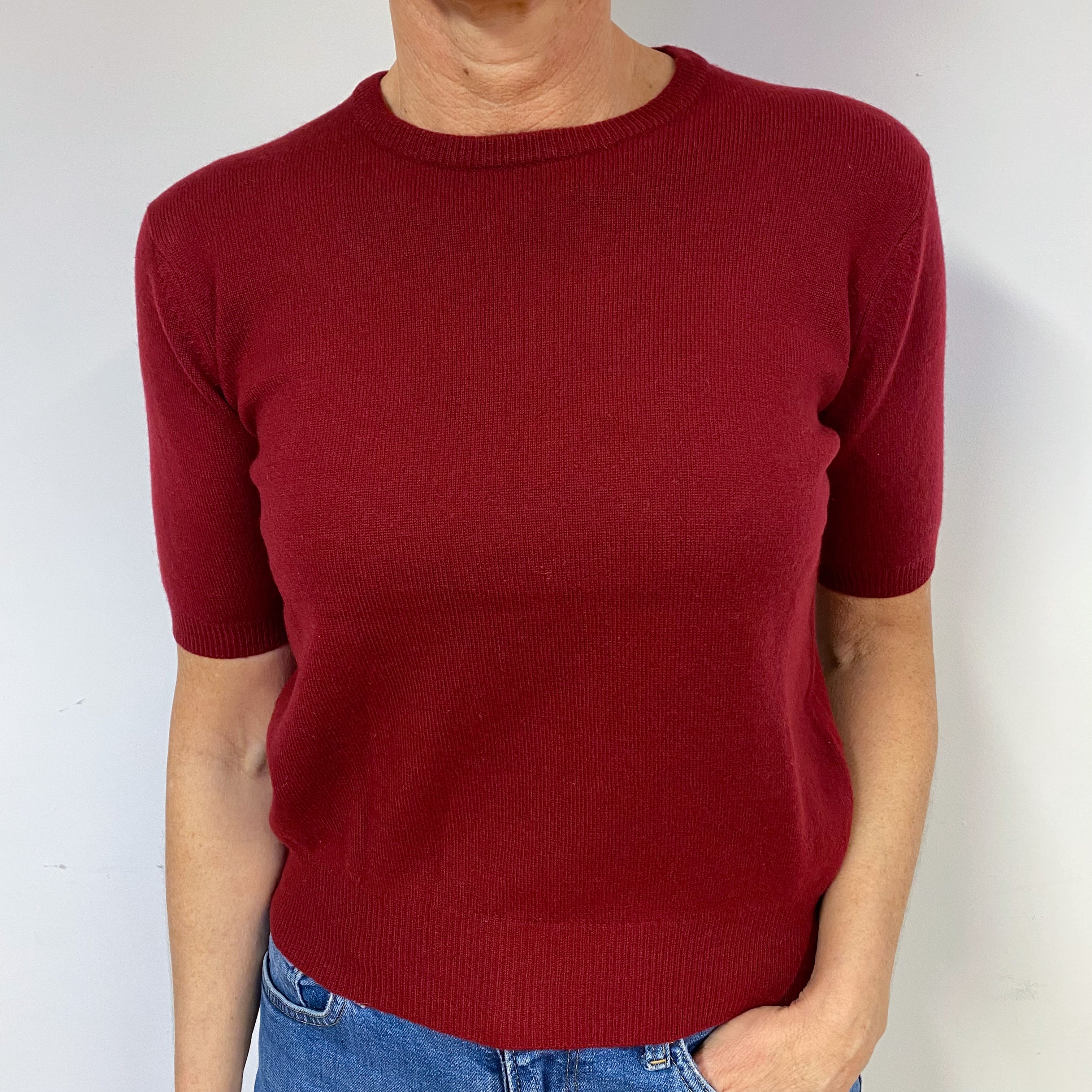 Garnet Red Short Sleeved Jumper Medium