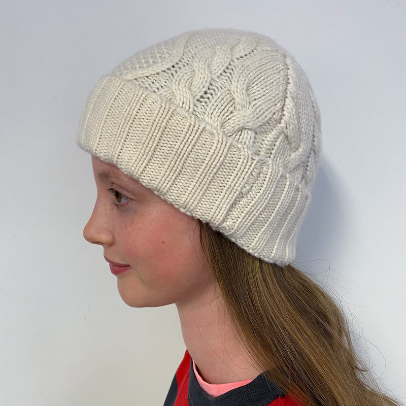 Children’s Ivory Fancy Cable Hat