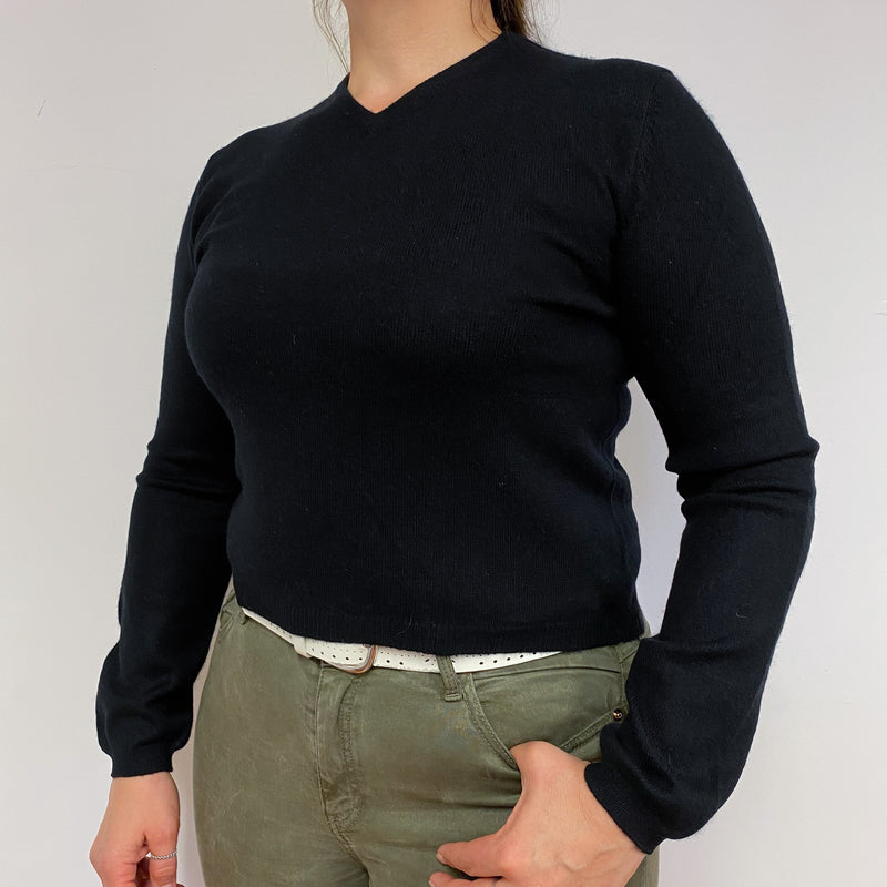 Classic Black V Neck Jumper Large