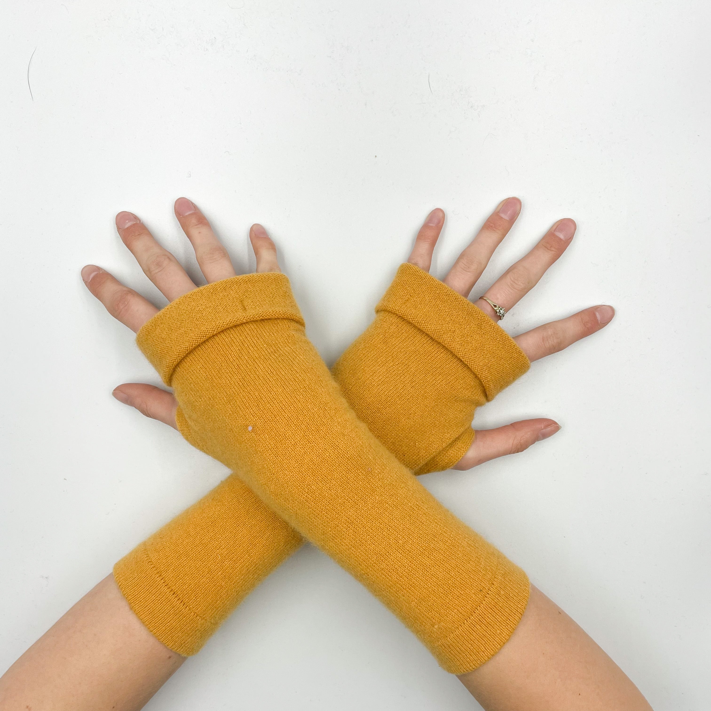Bold Mustard Yellow Fingerless Gloves