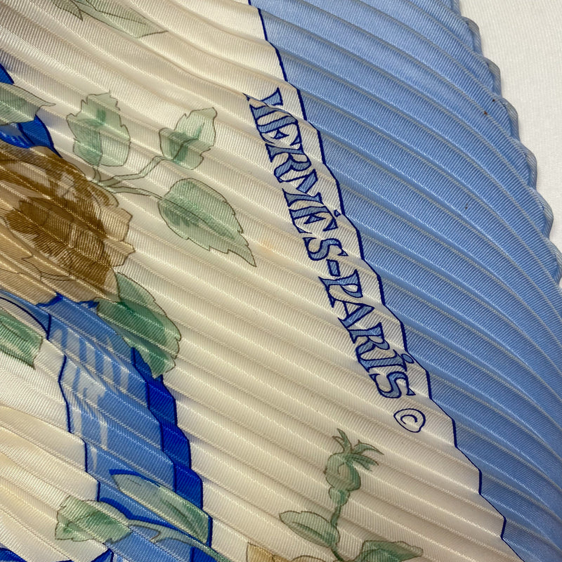 Rare HERMES Designer Pleated Vintage Silk Scarf