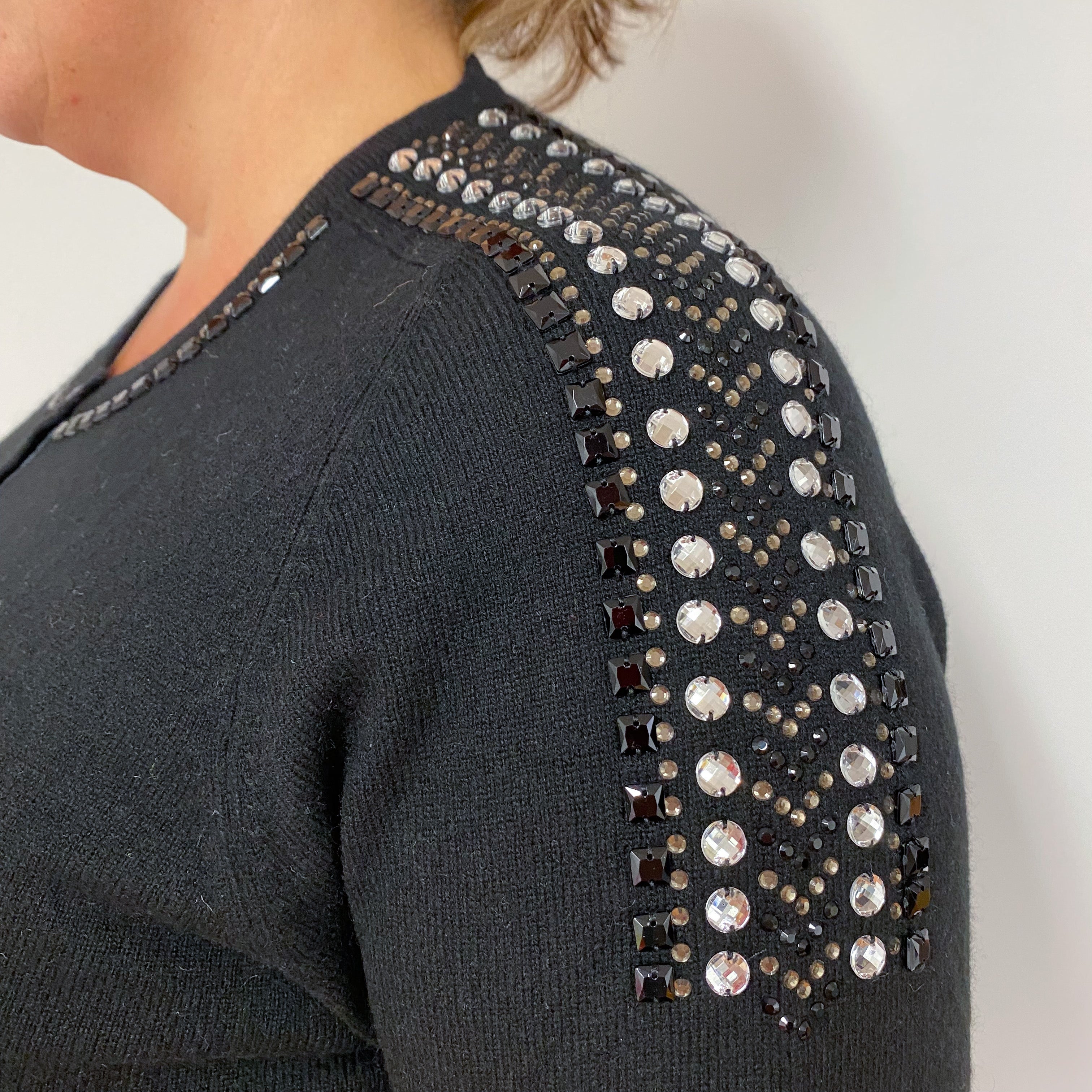 New Black Embellished Cardigan Extra  Large