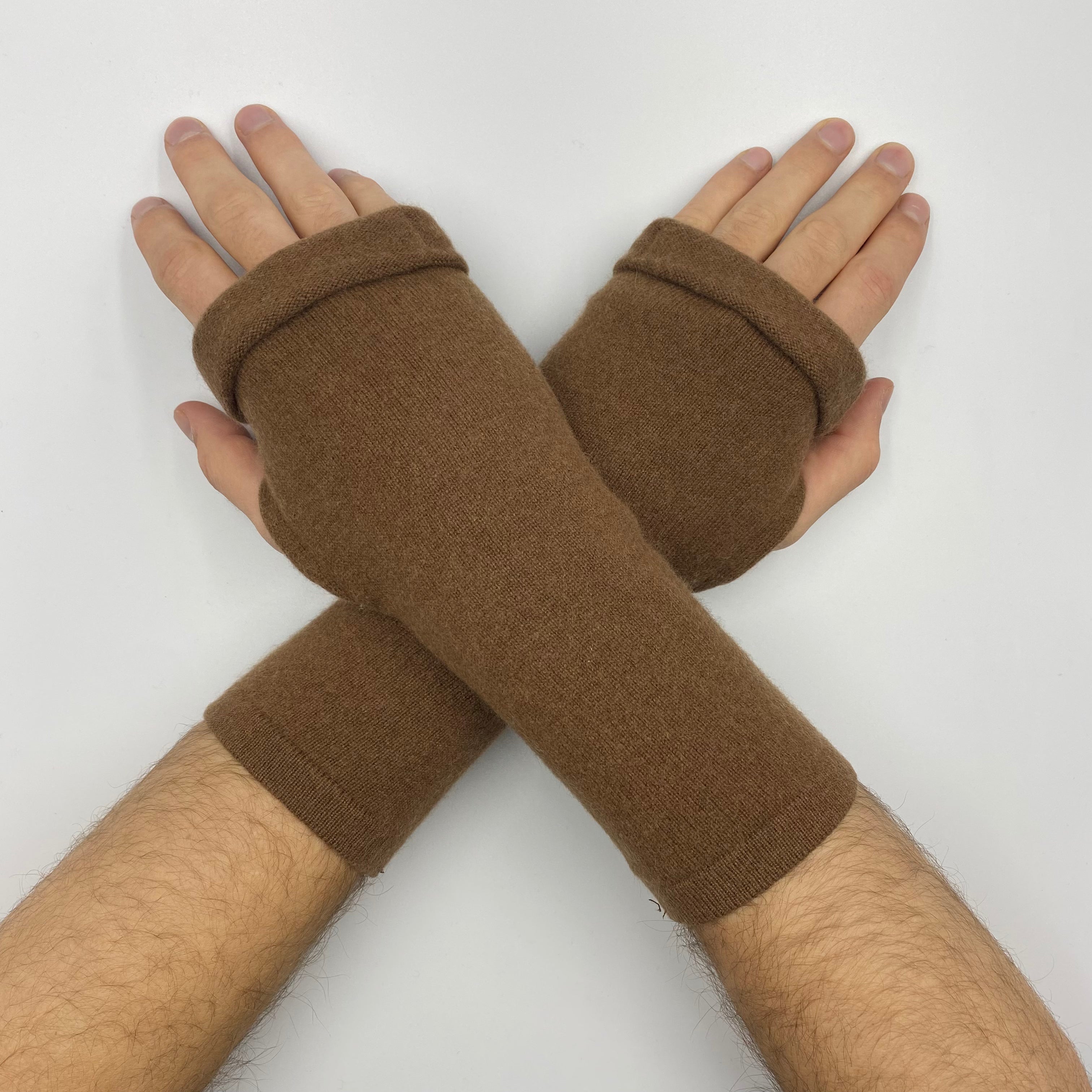 Men’s Chocolate Brown Fingerless Gloves