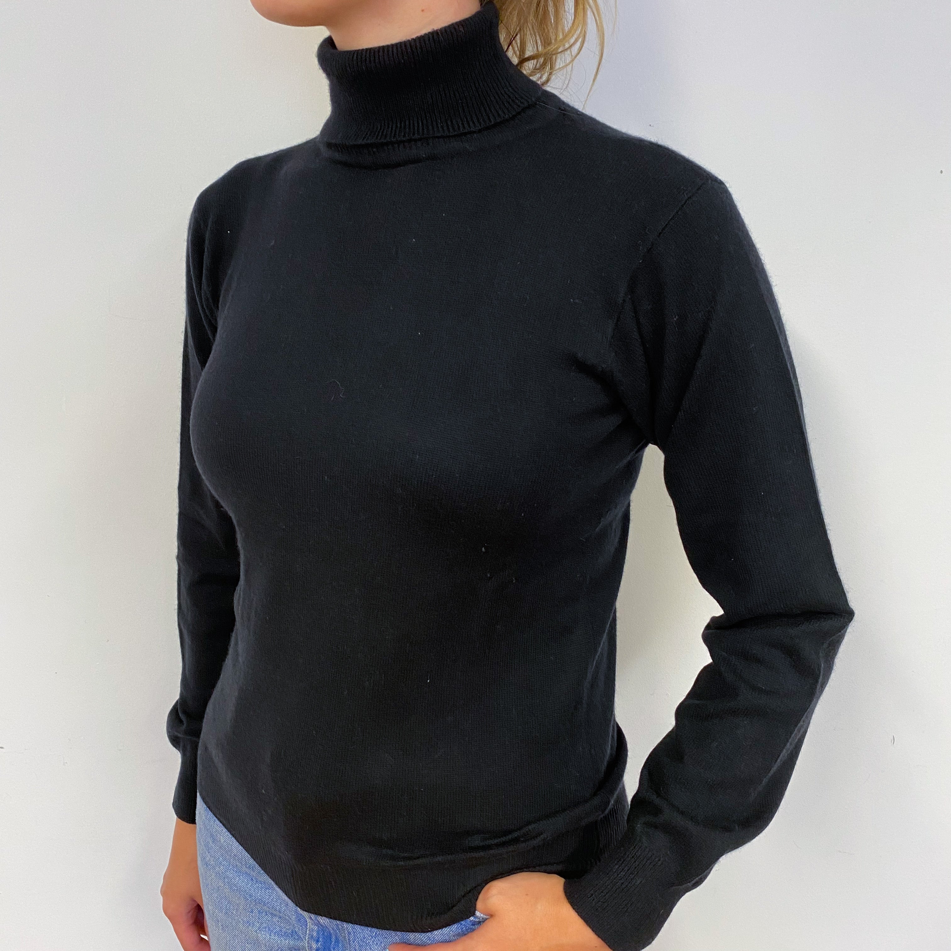 Black Polo Neck Jumper Small