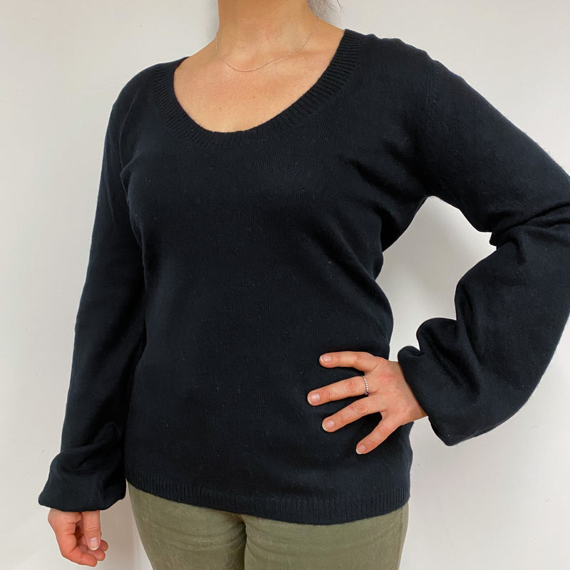 Classic Black Scoop Neck Jumper Large