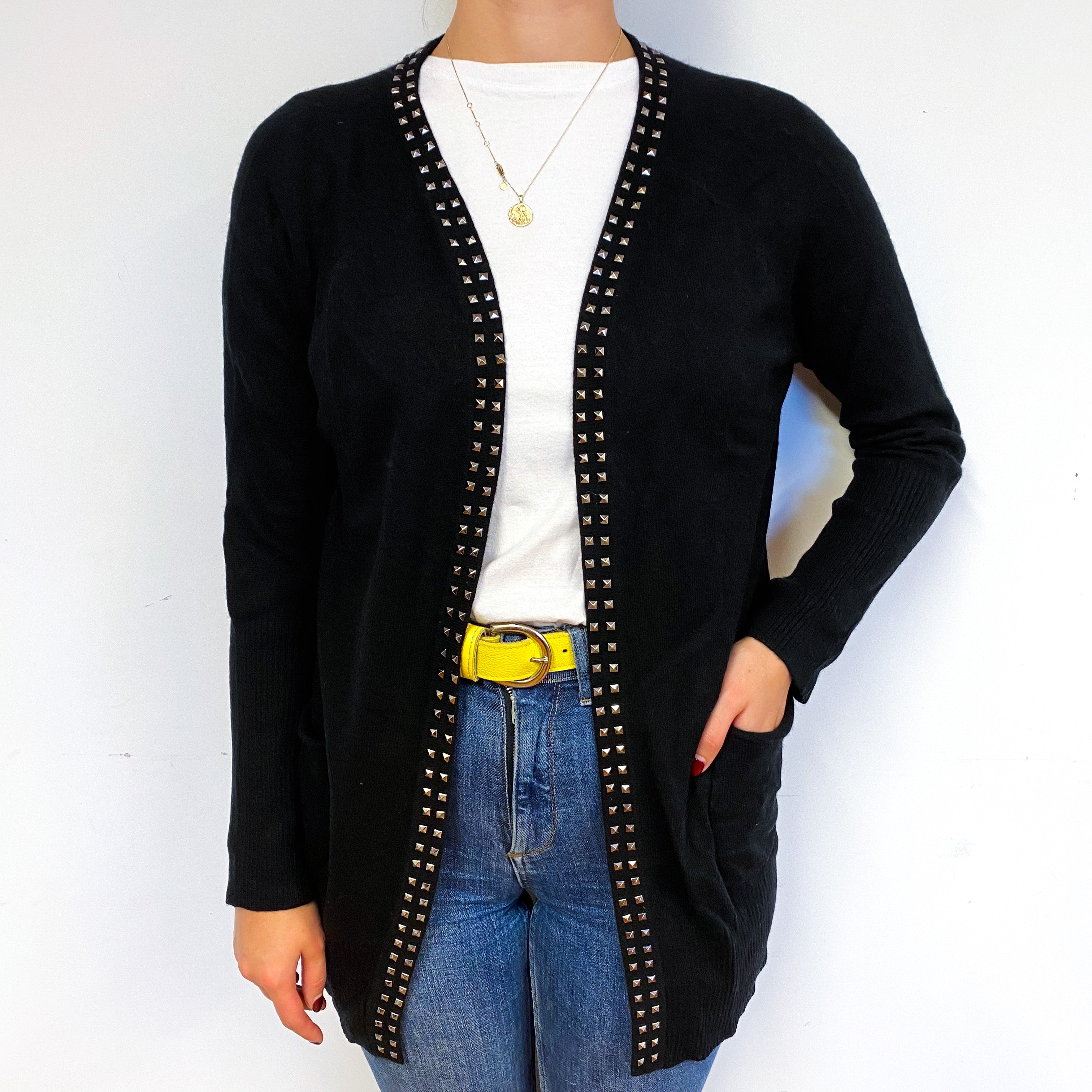 Long Black Studded Cardigan Small