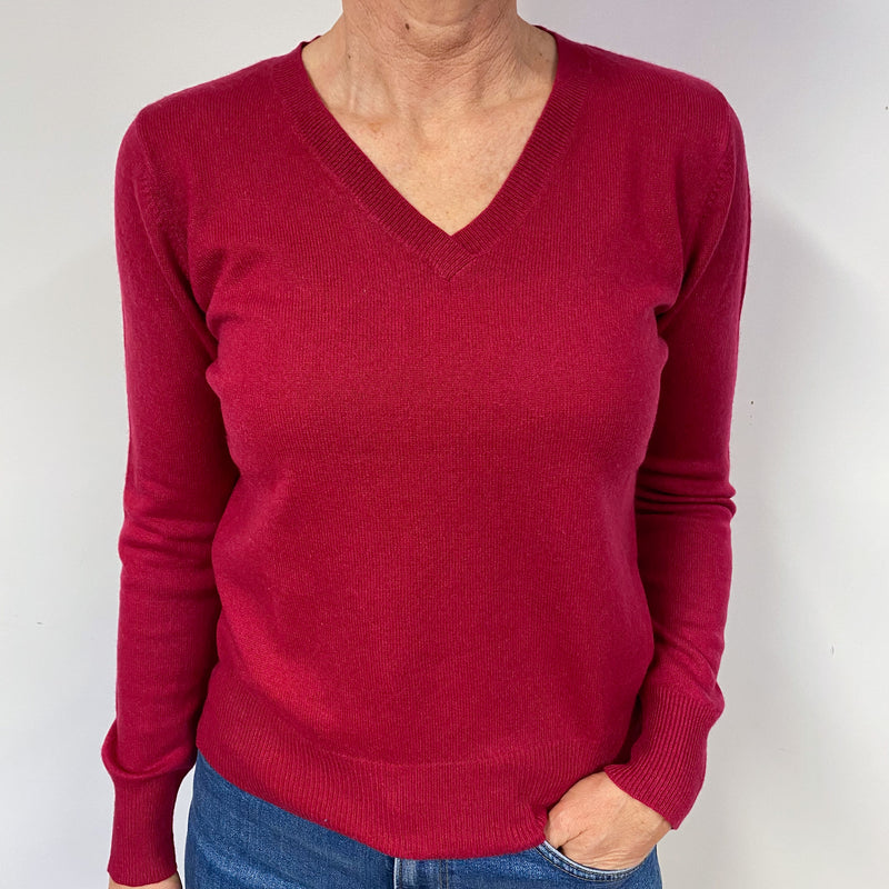 Ruby Red V-Neck Jumper Medium
