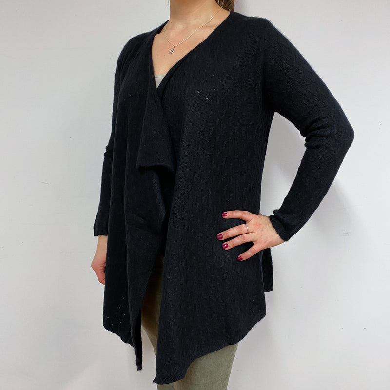 Black Waterfall Lace Knit Cardigan Large