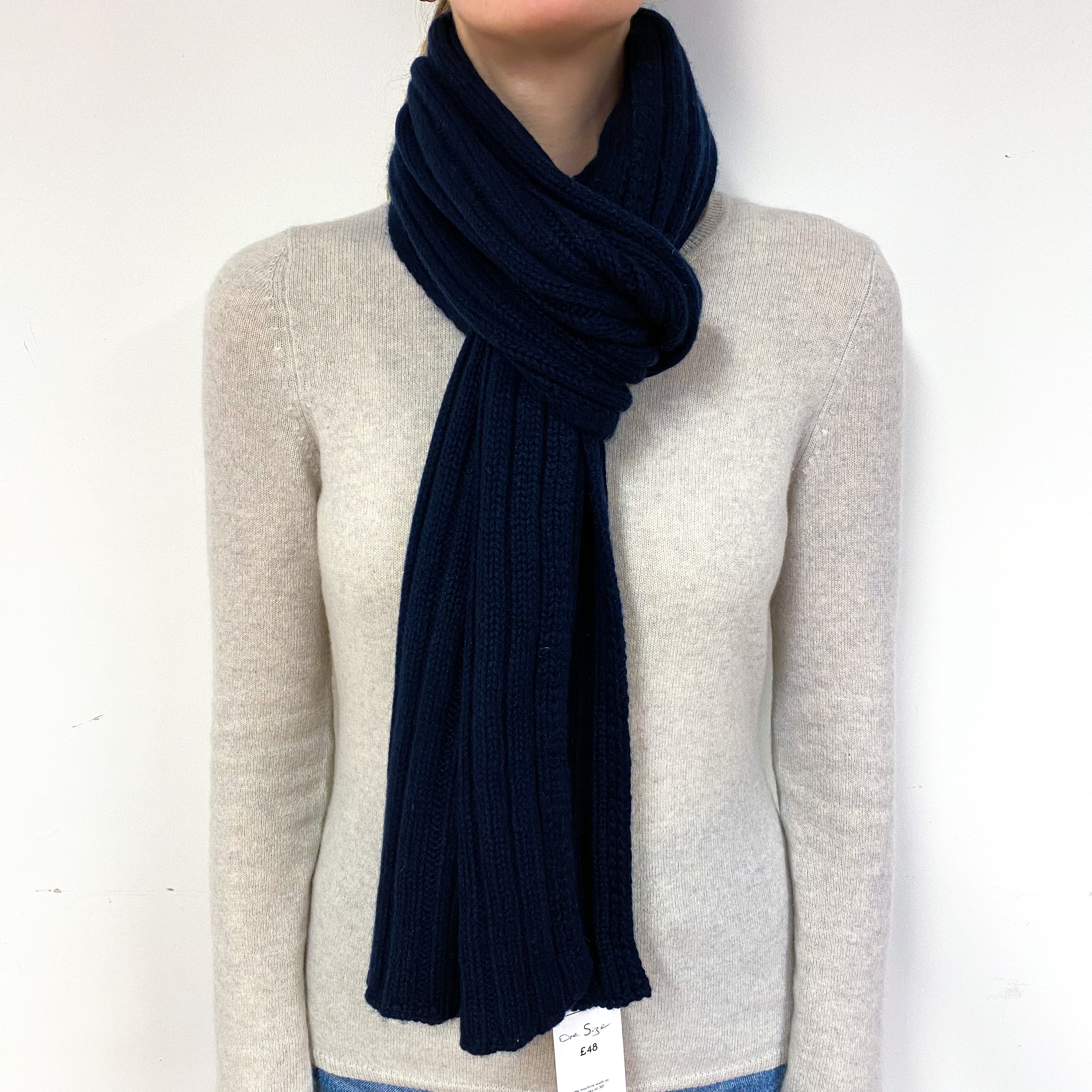 Scottish Super Chunky Navy Ribbed Scarf
