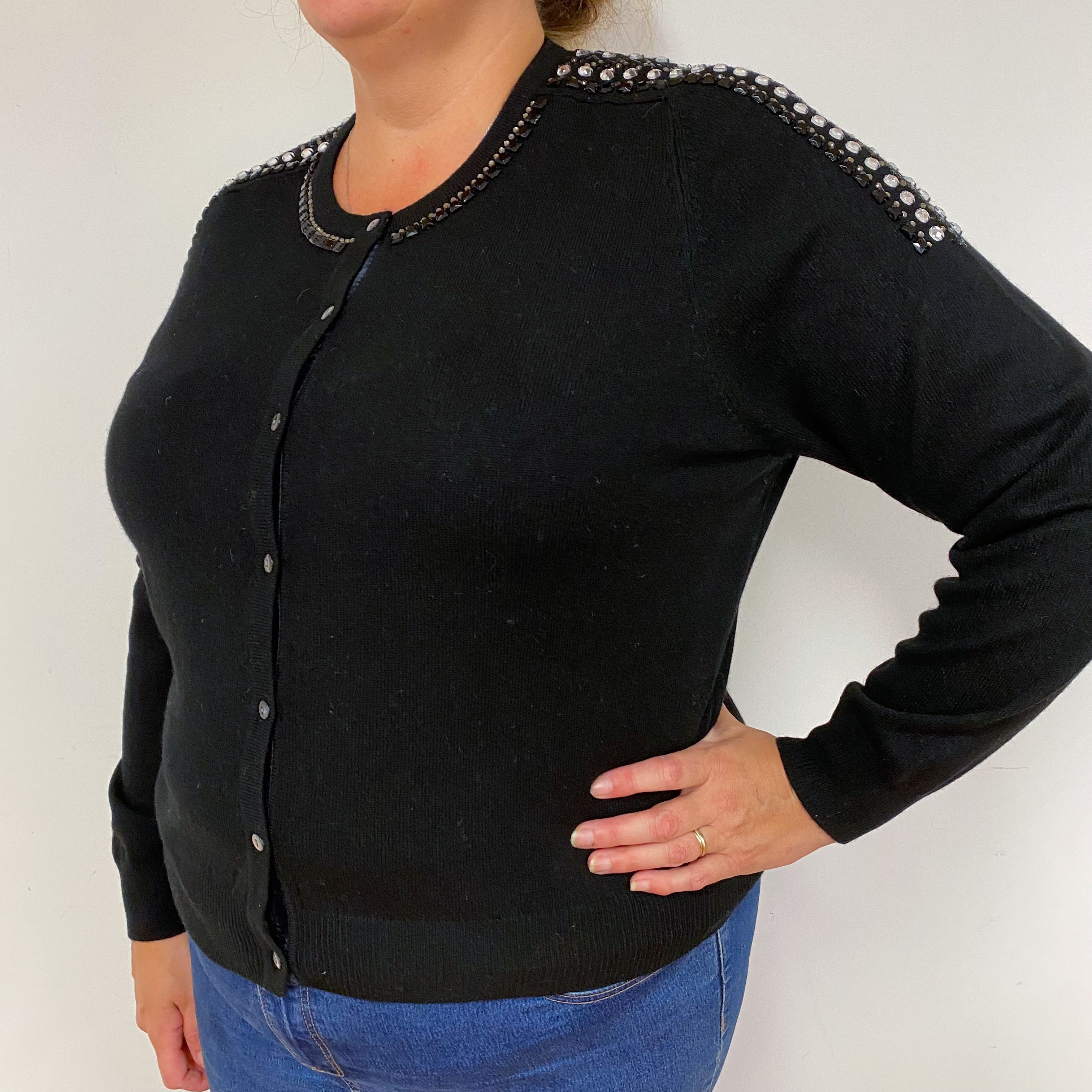 New Black Embellished Cardigan Extra  Large