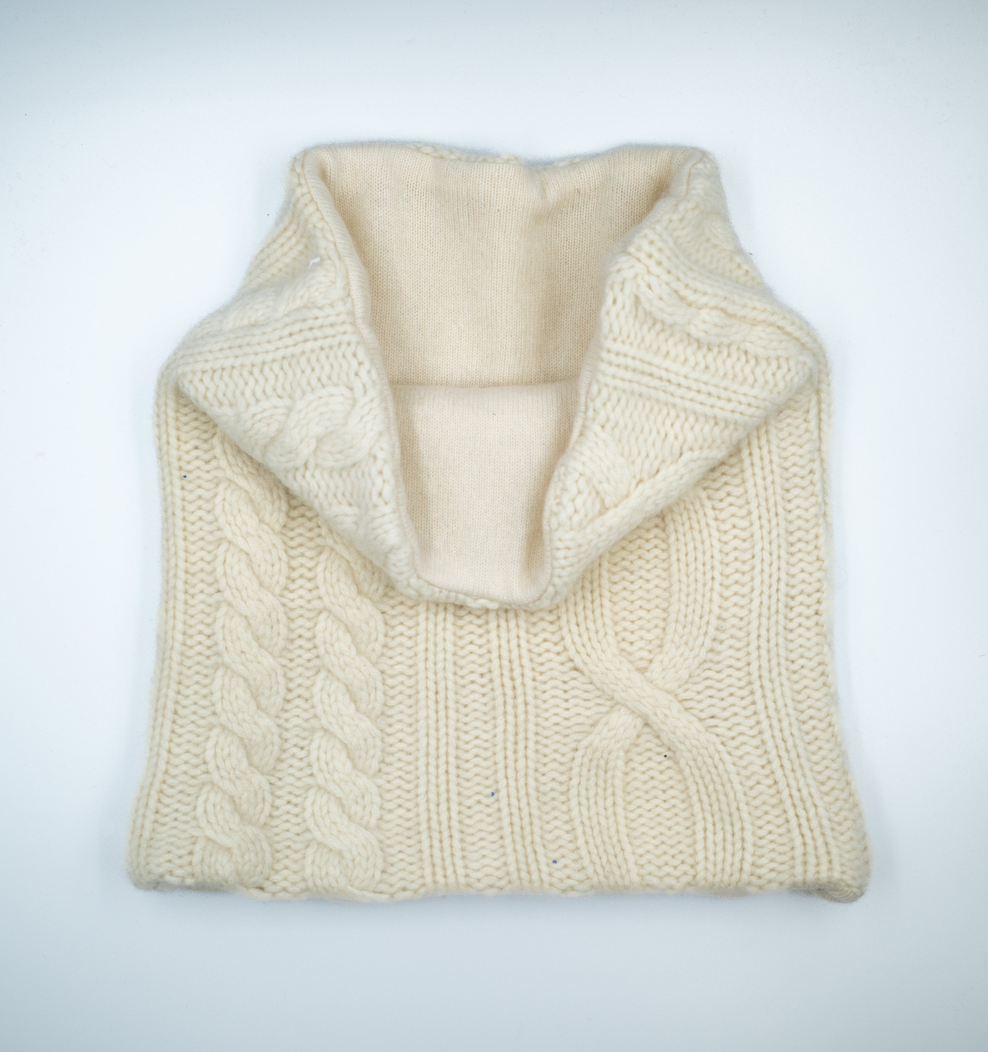 Ivory Chunky Cable Knit Luxury Double Layered Snood