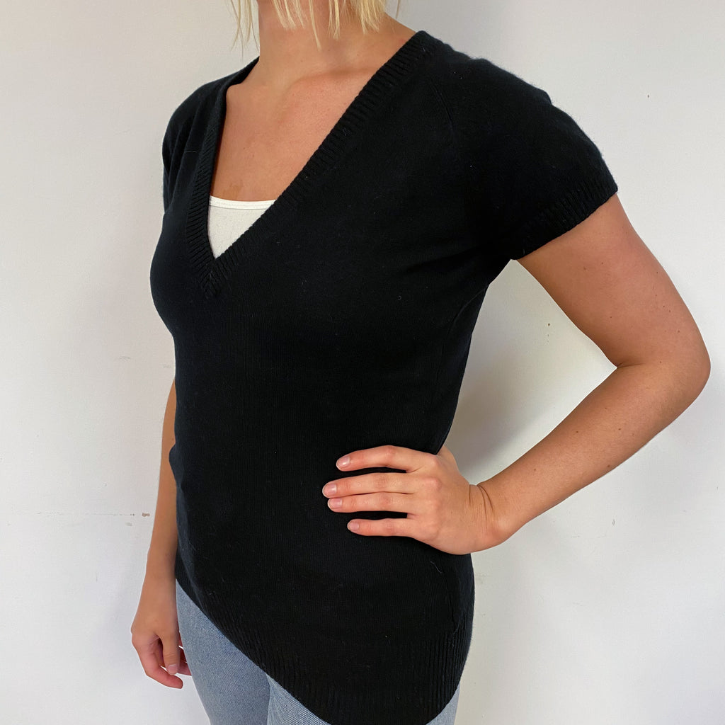 Black Cashmere Short Sleeve Jumper Small