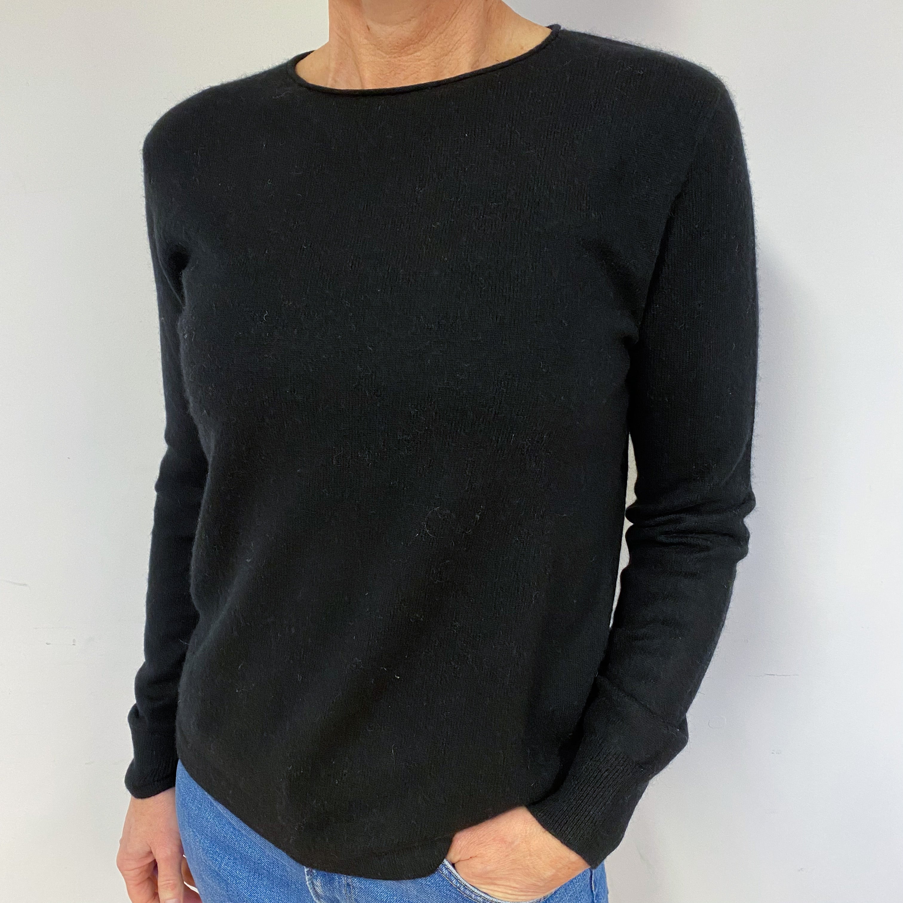 Black Cashmere Crew Neck Jumper Medium