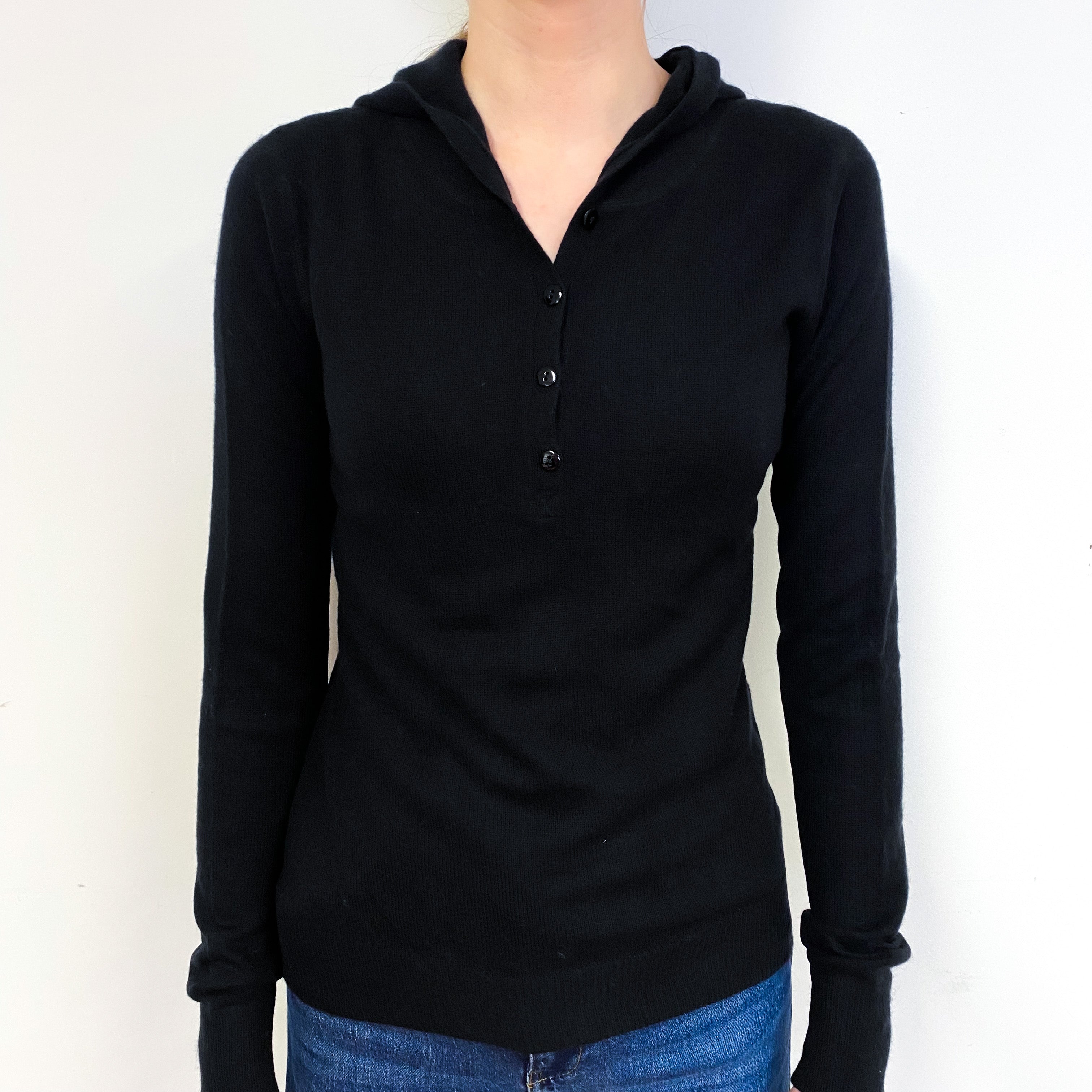 Black Cashmere Hoodie Jumper Extra Small