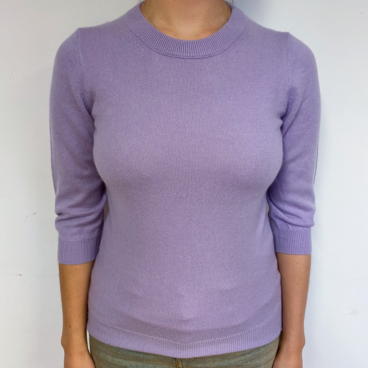Lilac Cashmere Crew Neck Jumper Small