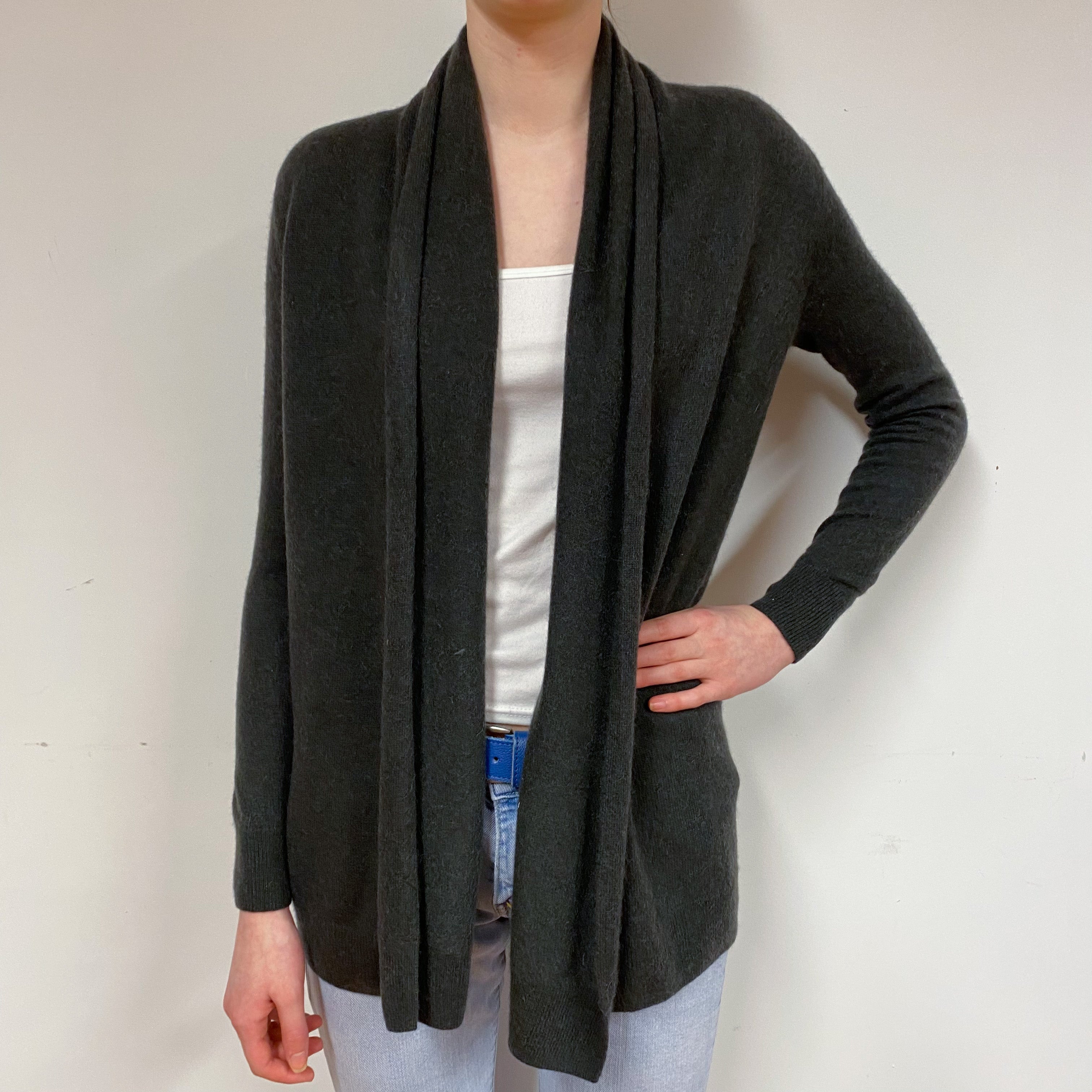 Peppercorn Brown Cashmere Edge to Edge Cardigan Extra Small