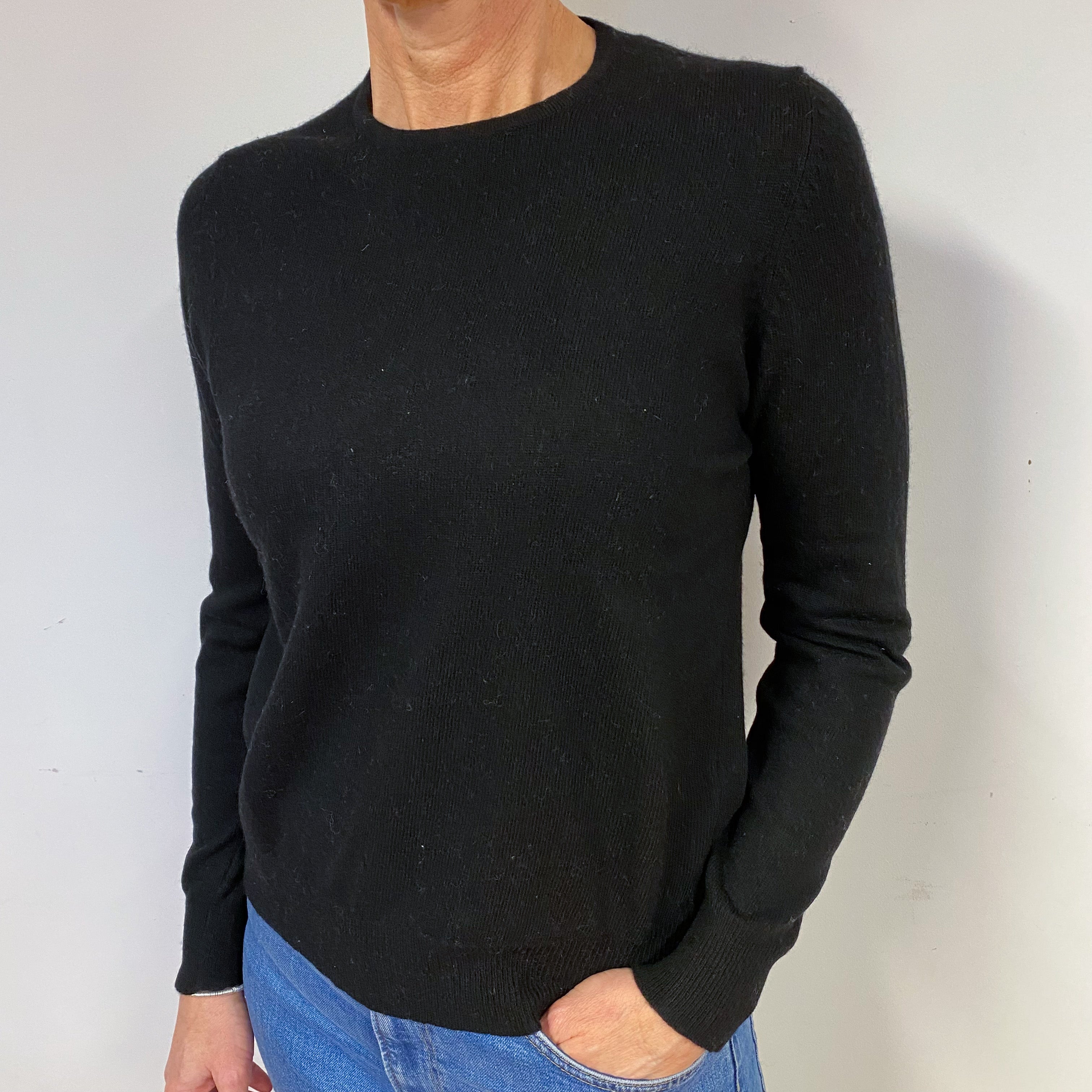 Black Cashmere Crew Neck Jumper Medium