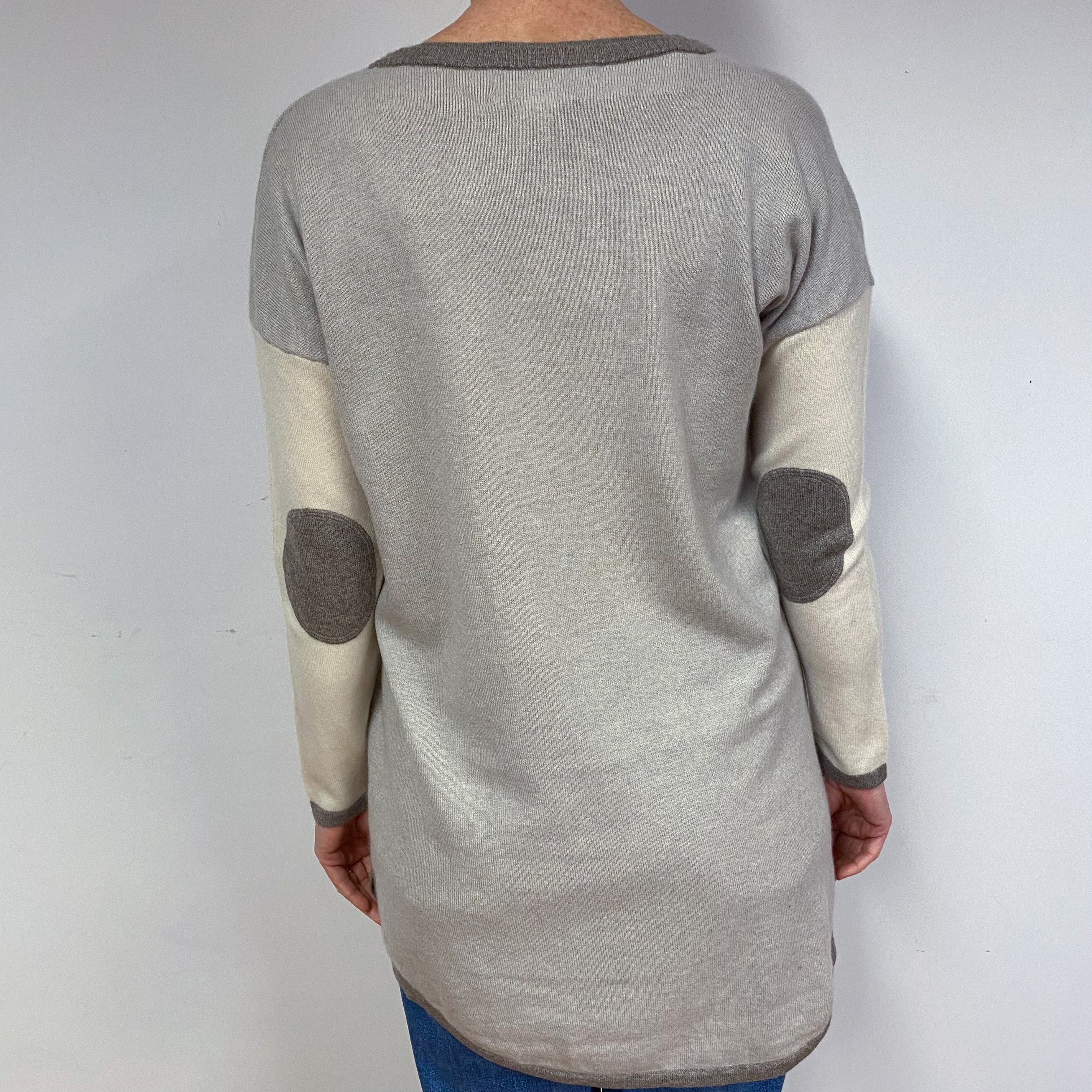 Slouchy Oatmeal Cashmere Crew Neck Jumper Medium
