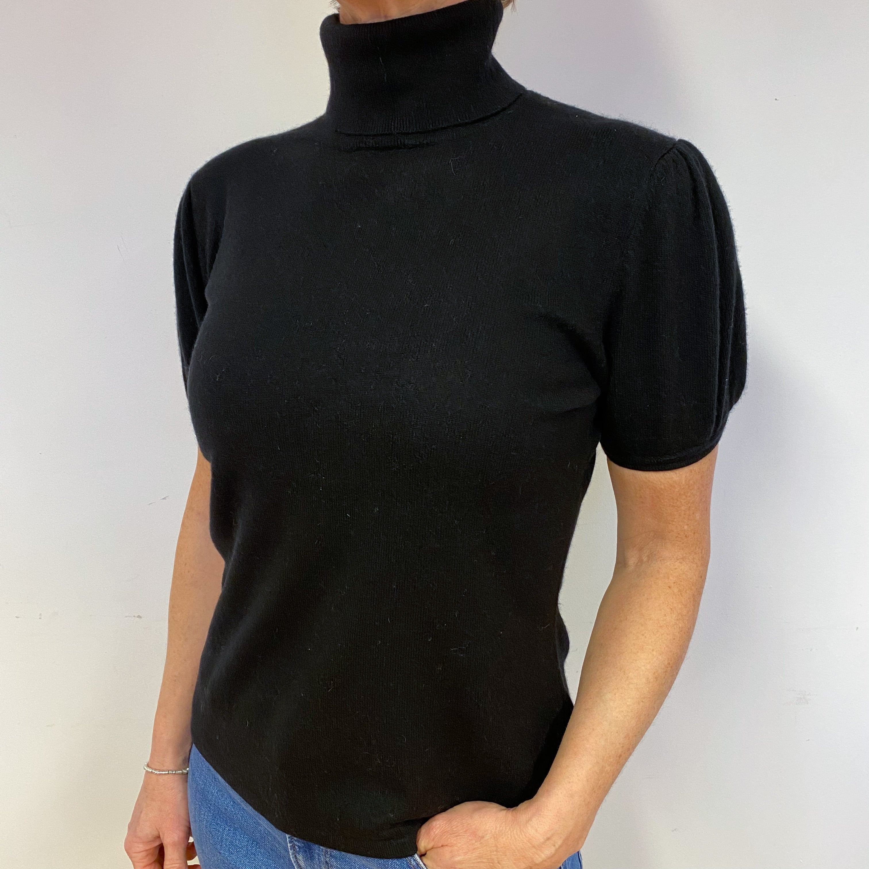 Black Cashmere Short Sleeved Jumper Medium