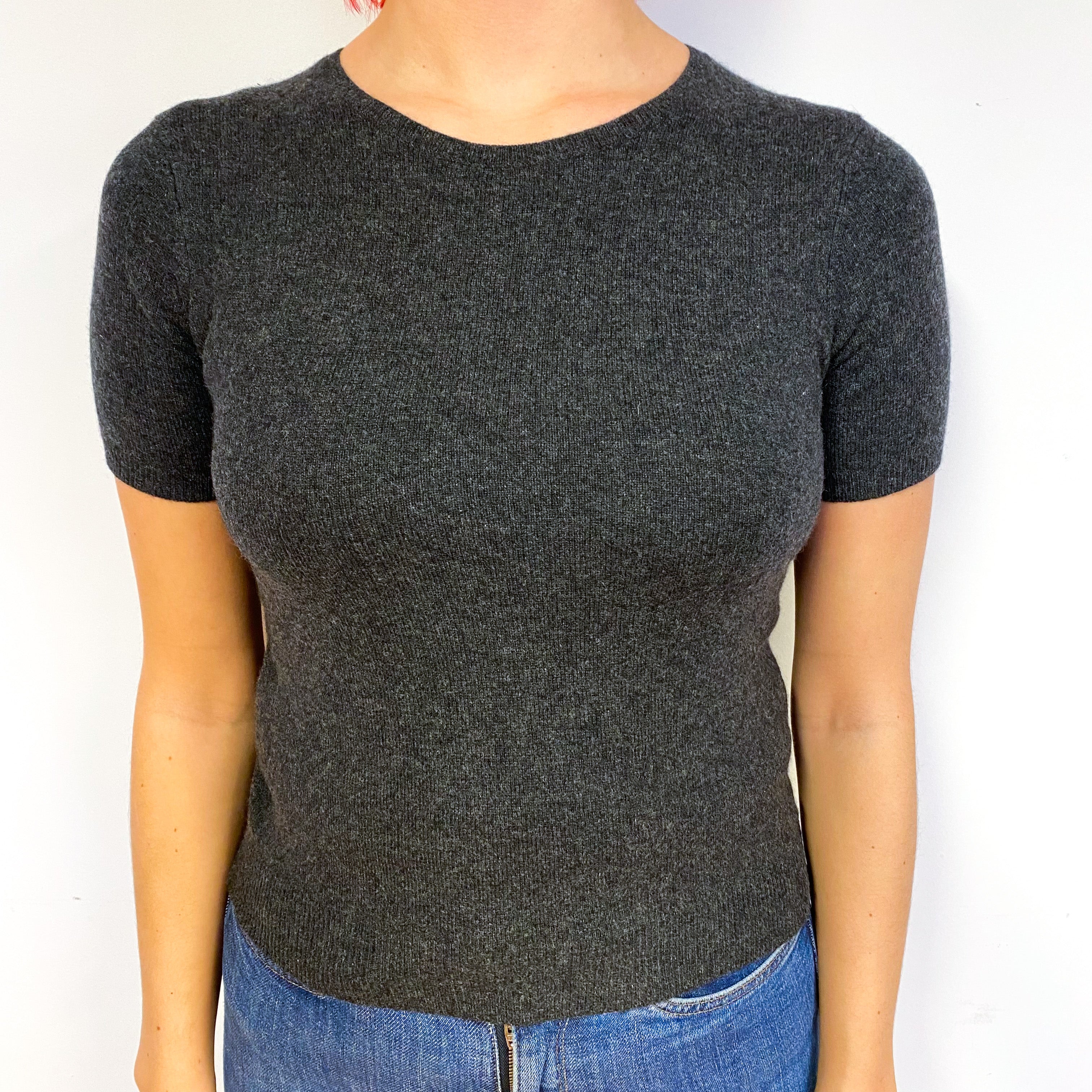 Ralph Lauren Charcoal Grey Cashmere Twin Set Cardigan Small